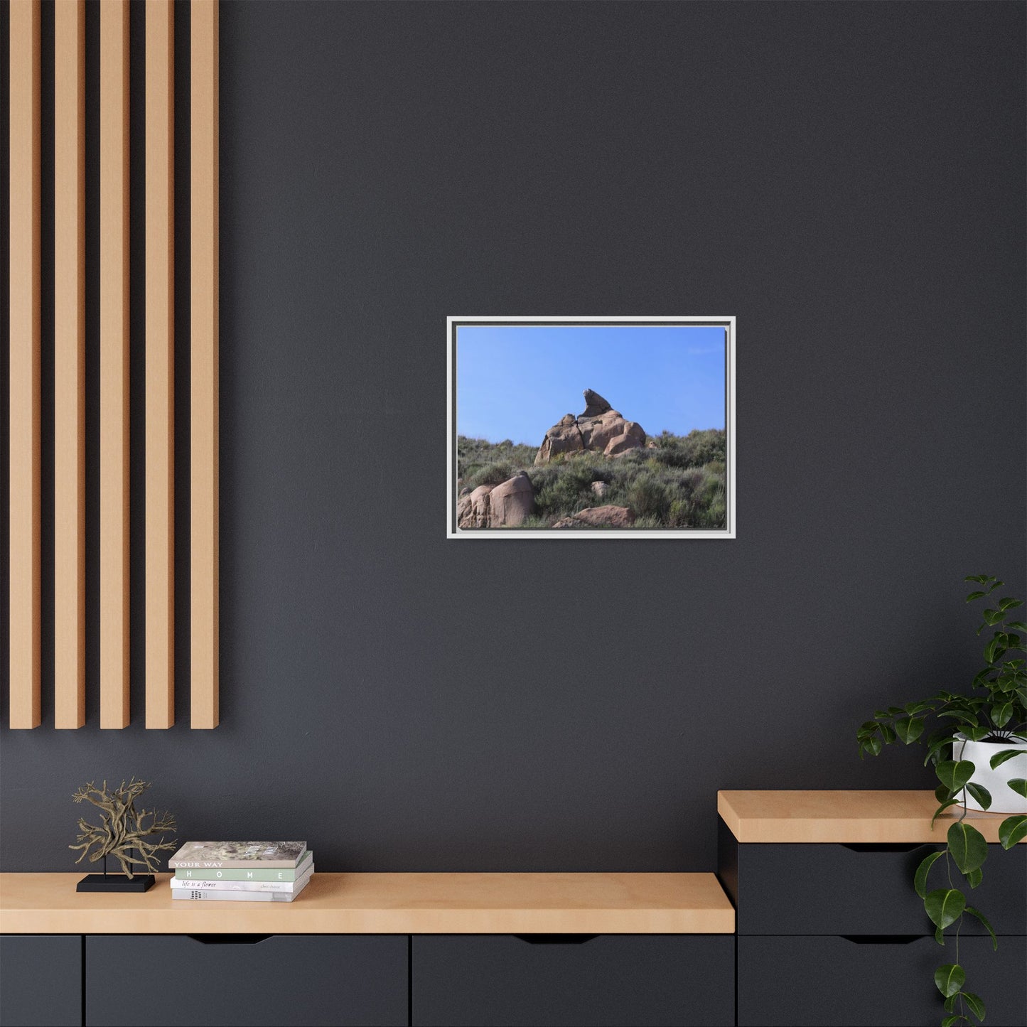 Sagebrush Landscape with Boulder Outcrop - Unique Stretched Canvas Wall Art - Art By Earth