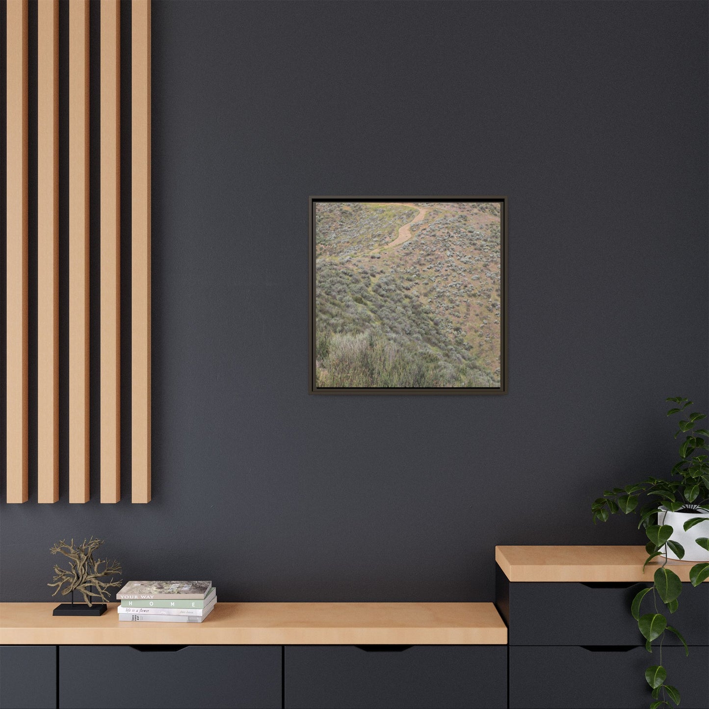 Arid Landscape with Winding Path - Unique Stretched Canvas Wall Art - Art By Earth