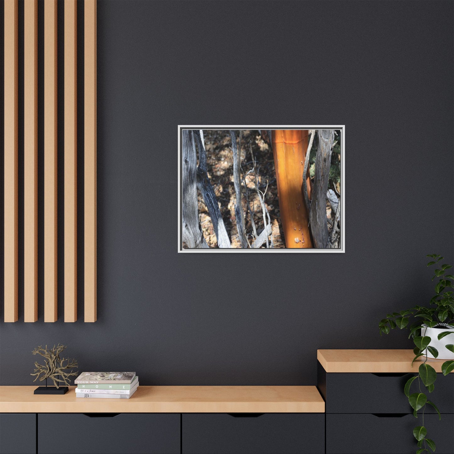 Burnt Trees and Golden Trunk - Unique Stretched Canvas Wall Art