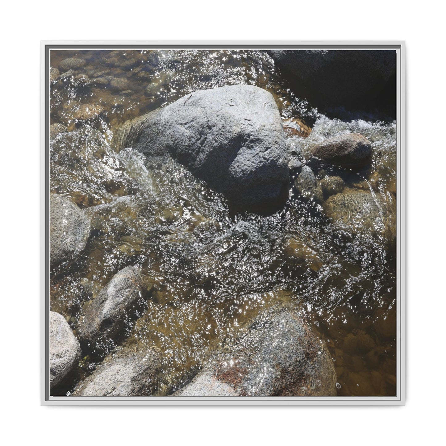 Water's Dance Over Stone - Unique Stretched Canvas Wall Art - Art By Earth