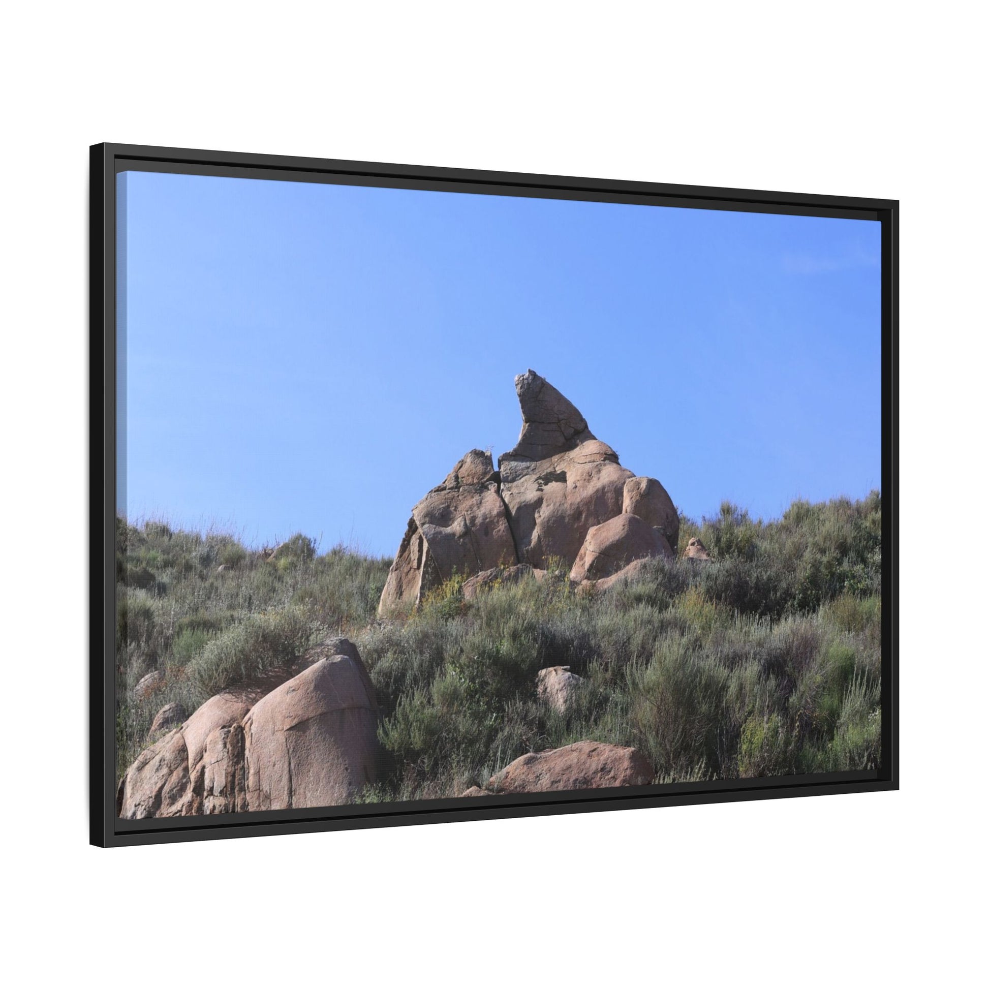 Sagebrush Landscape with Boulder Outcrop - Unique Stretched Canvas Wall Art - Art By Earth