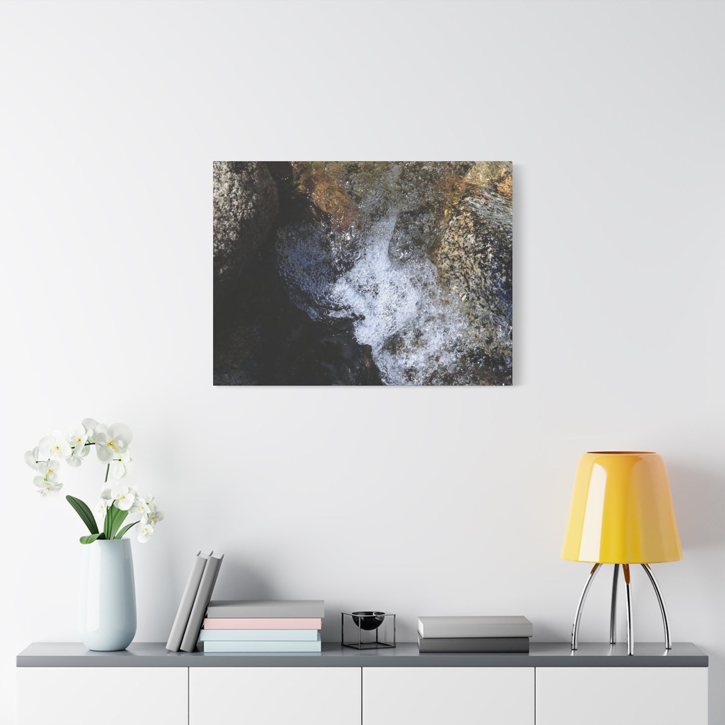 Water's Whisper Between Stone - Unique Frameless Canvas Wall Art - Art By Earth