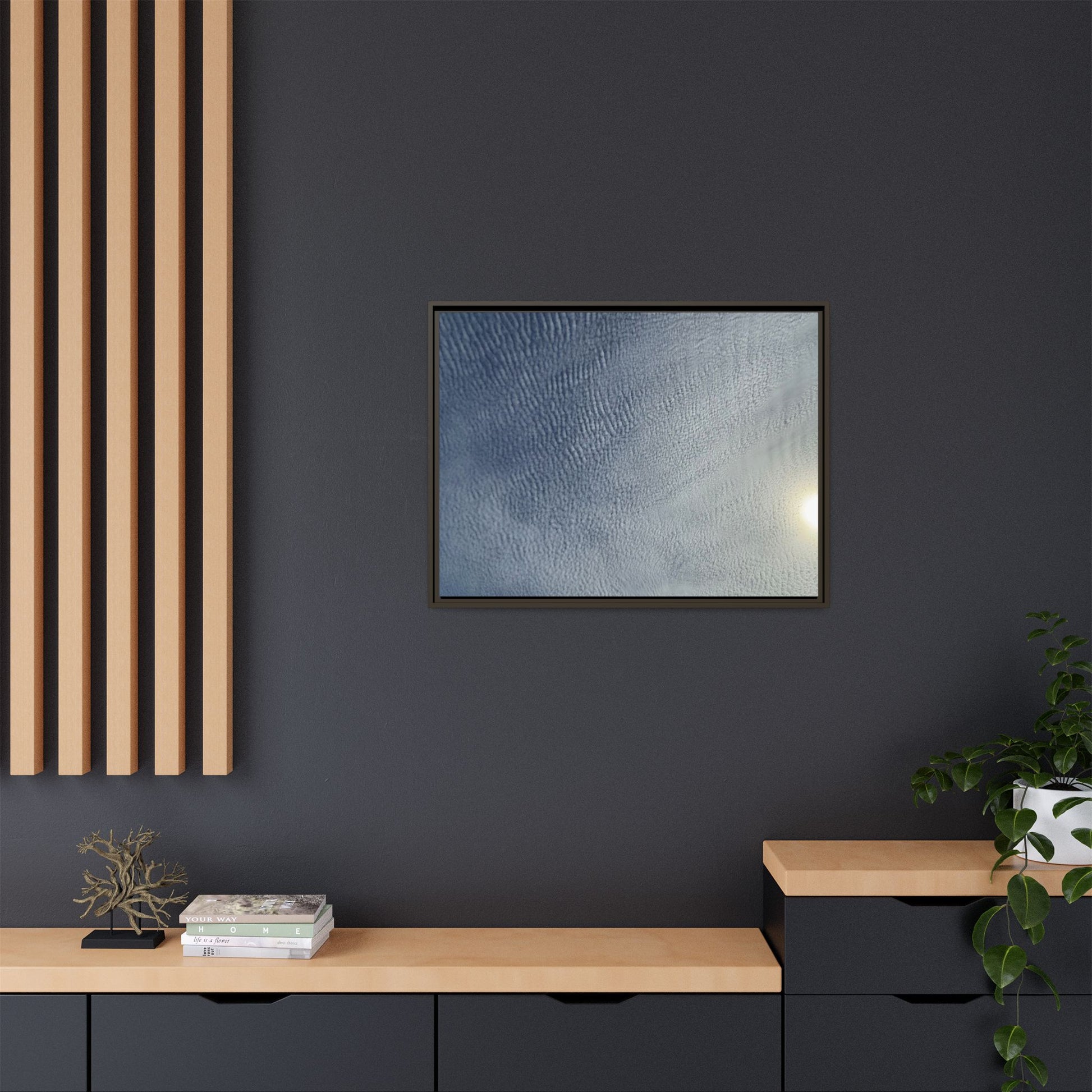 Undulating Whispers of Cerulean Stillness - Unique Stretched Canvas Wall Art - Art By Earth