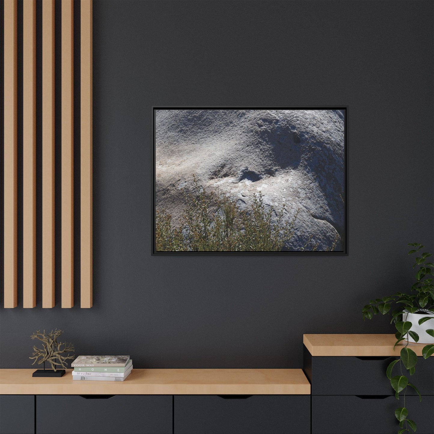 Weathered Boulder with Character - Unique Stretched Canvas Wall Art