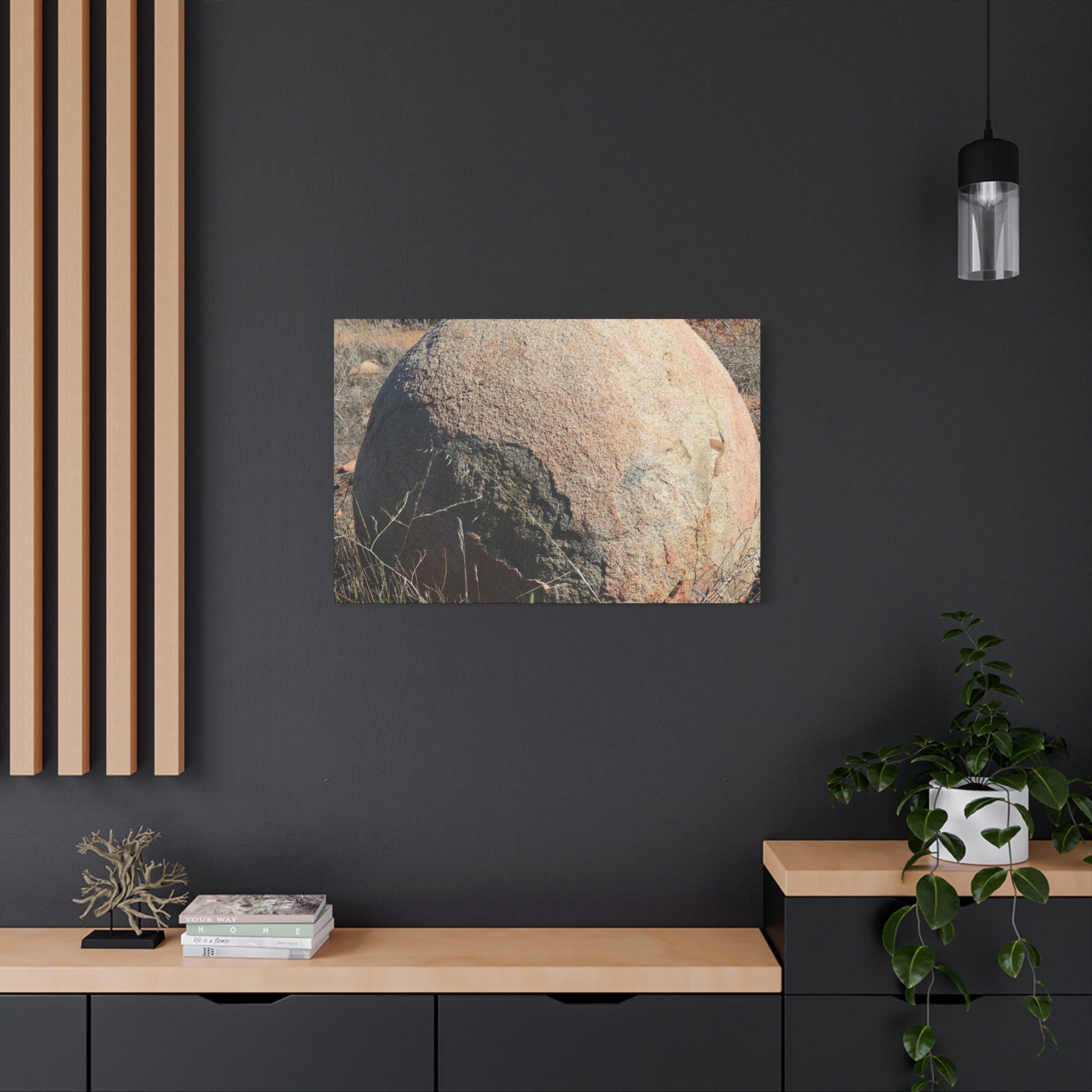 Spherical Stone at Rest - Unique Stretched Canvas Wall Art - Art By Earth