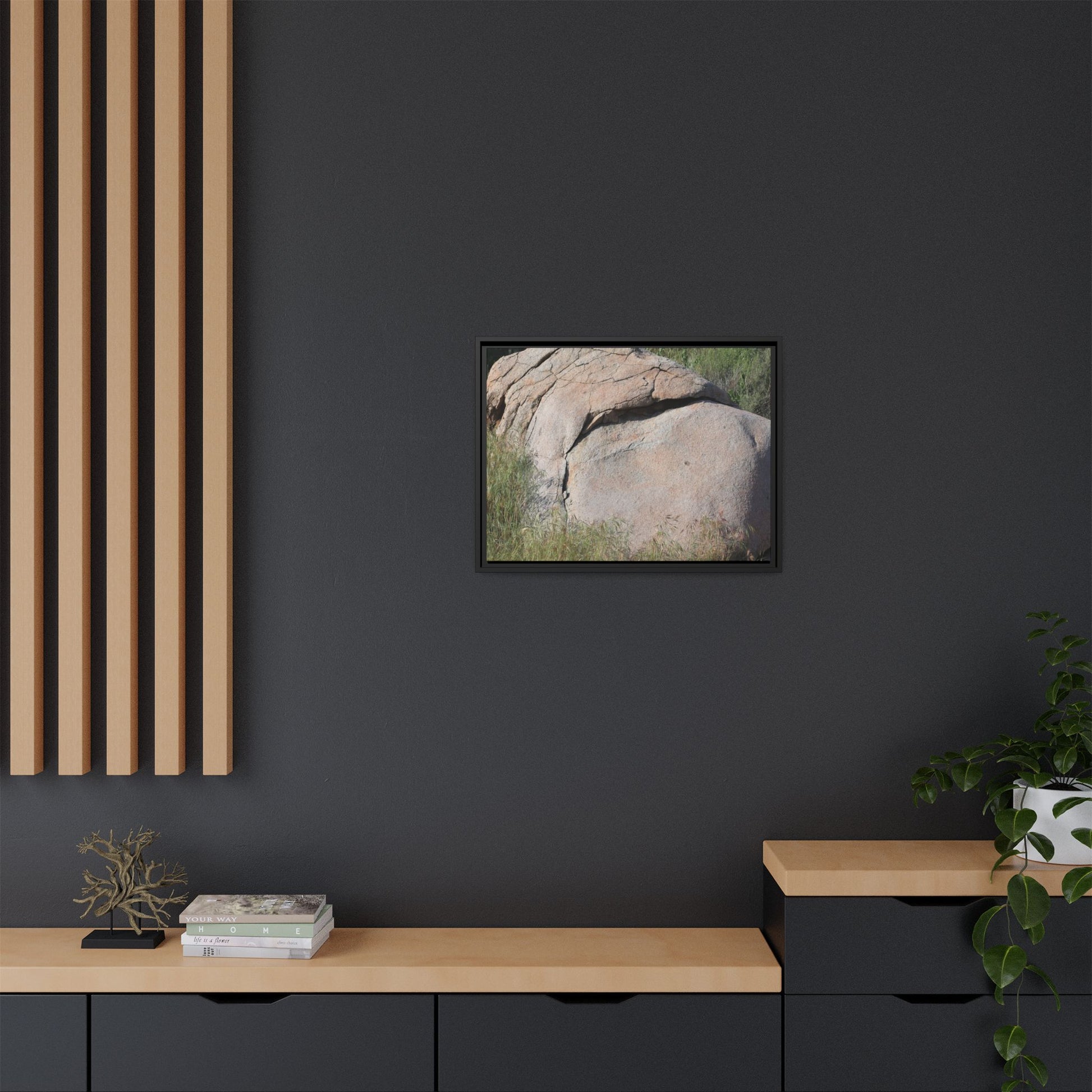 Stone Head Emerging from Earth - Unique Stretched Canvas Wall Art - Art By Earth