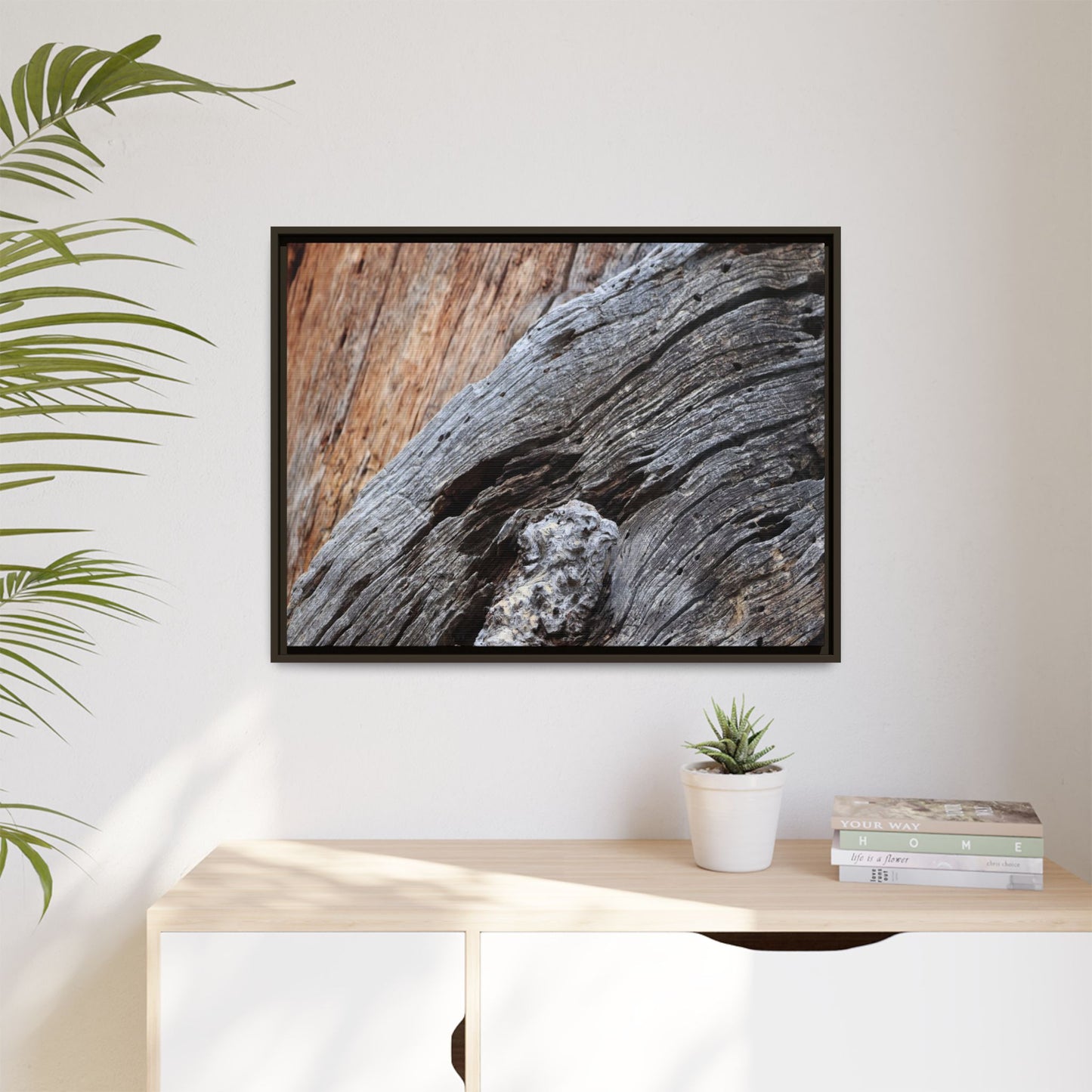 Time's Mark on Timber - Unique Stretched Canvas Wall Art - Art By Earth