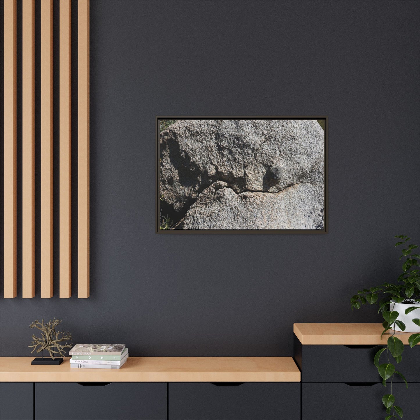 Stone Skull in Desert - Unique Stretched Canvas Wall Art