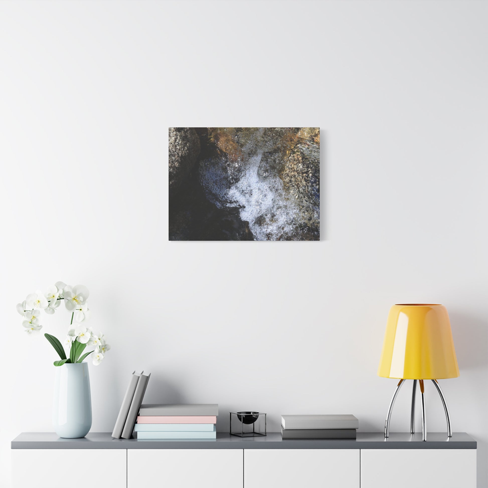 Water's Whisper Between Stone - Unique Frameless Canvas Wall Art - Art By Earth
