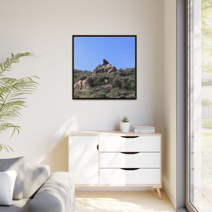 Sagebrush Landscape with Boulder Outcrop - Unique Stretched Canvas Wall Art - Art By Earth