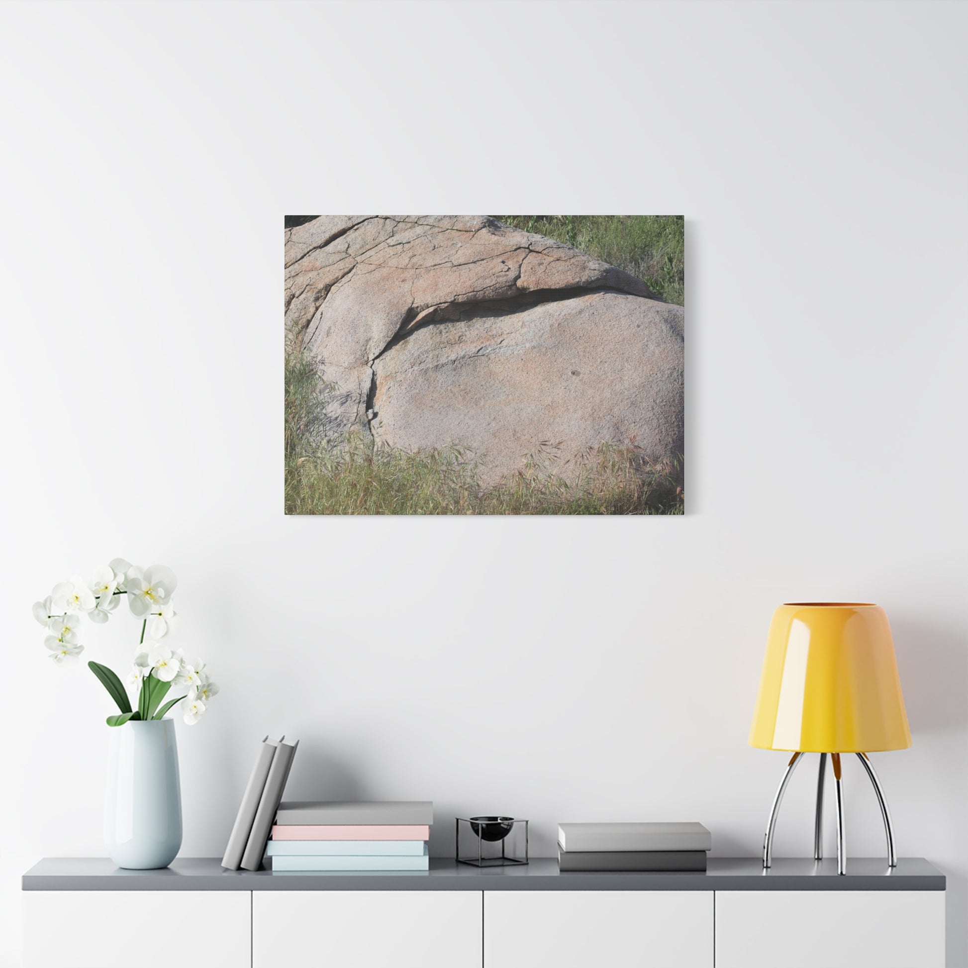 Granite Boulder in Desert Scrub - Unique Frameless Canvas Wall Art - Art By Earth