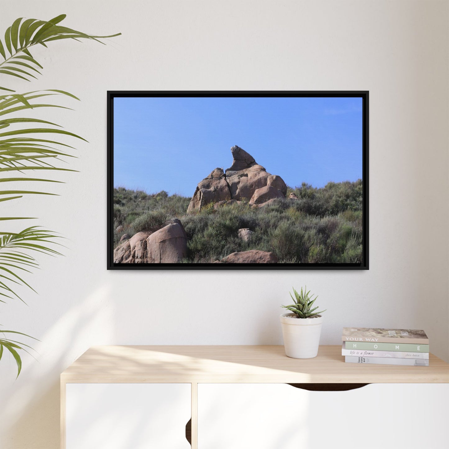 Sagebrush Landscape with Boulder Outcrop - Unique Stretched Canvas Wall Art - Art By Earth
