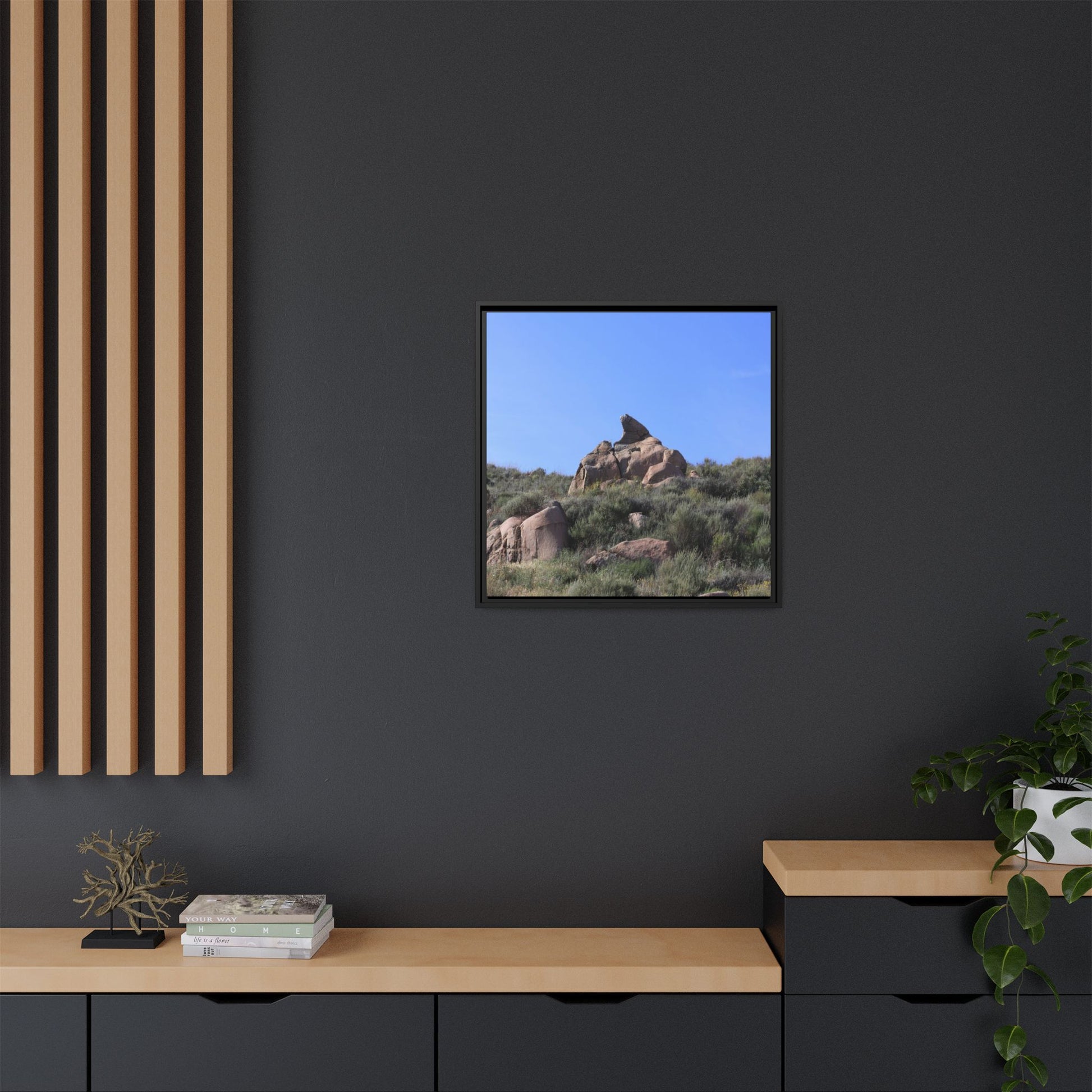 Sagebrush Landscape with Boulder Outcrop - Unique Stretched Canvas Wall Art - Art By Earth