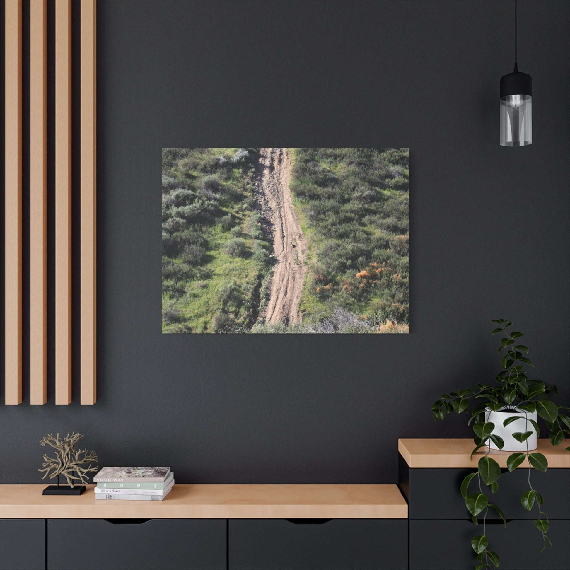 Straight Road Cutting Through Wilderness - Unique Frameless Canvas Wall Art - Art By Earth