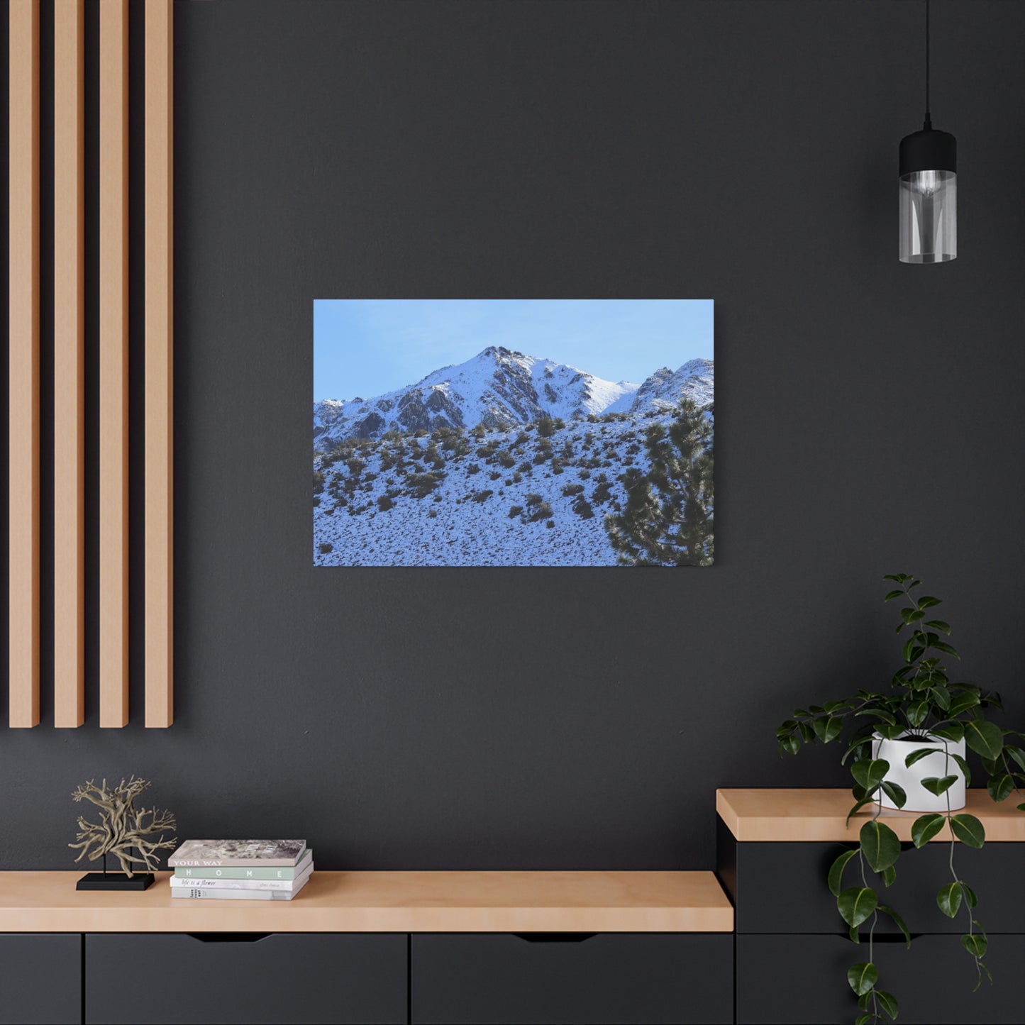 Snowy Peaks and Stoic Pines - Unique Frameless Canvas Wall Art