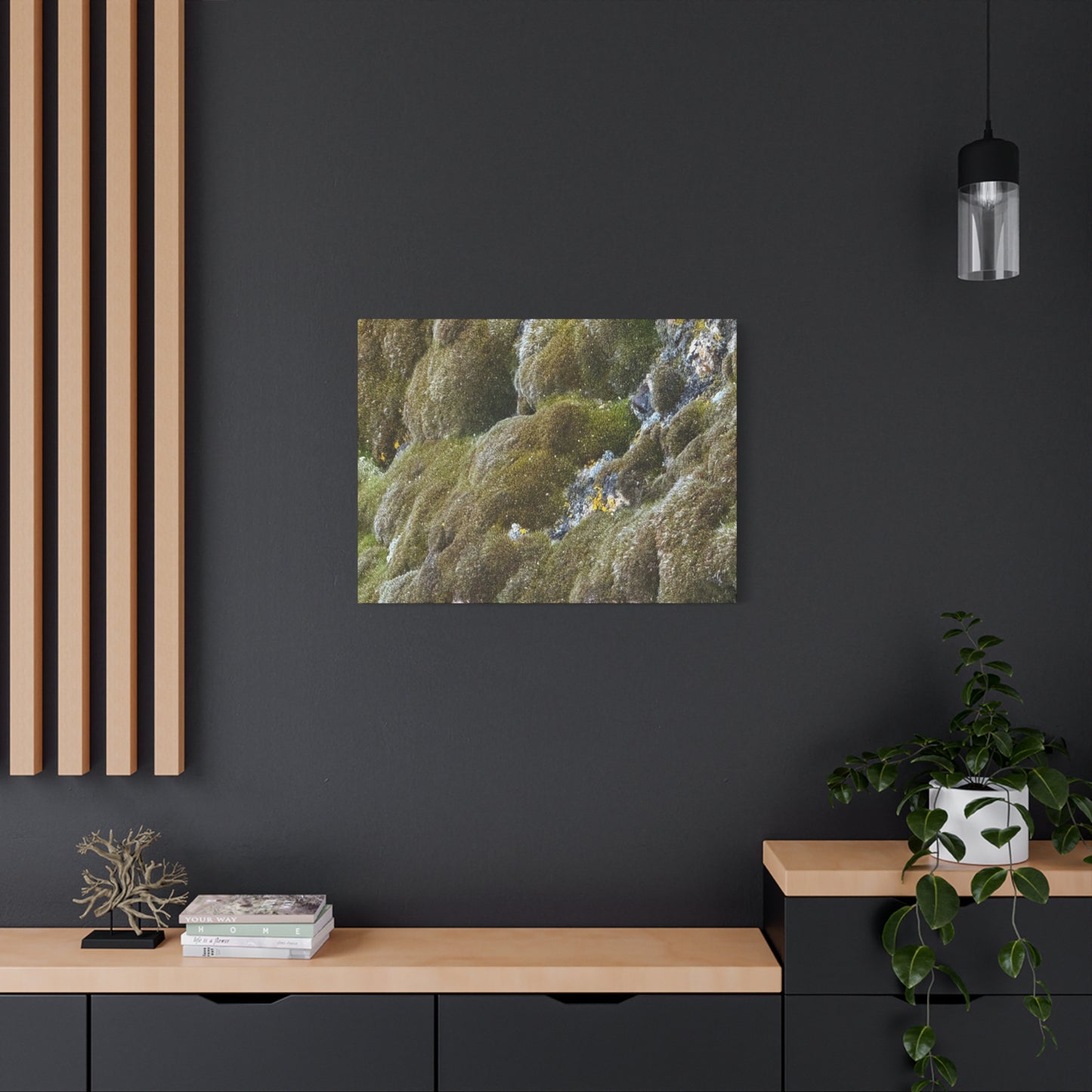 Verdant Stone Symphony - Unique Frameless Canvas Wall Art