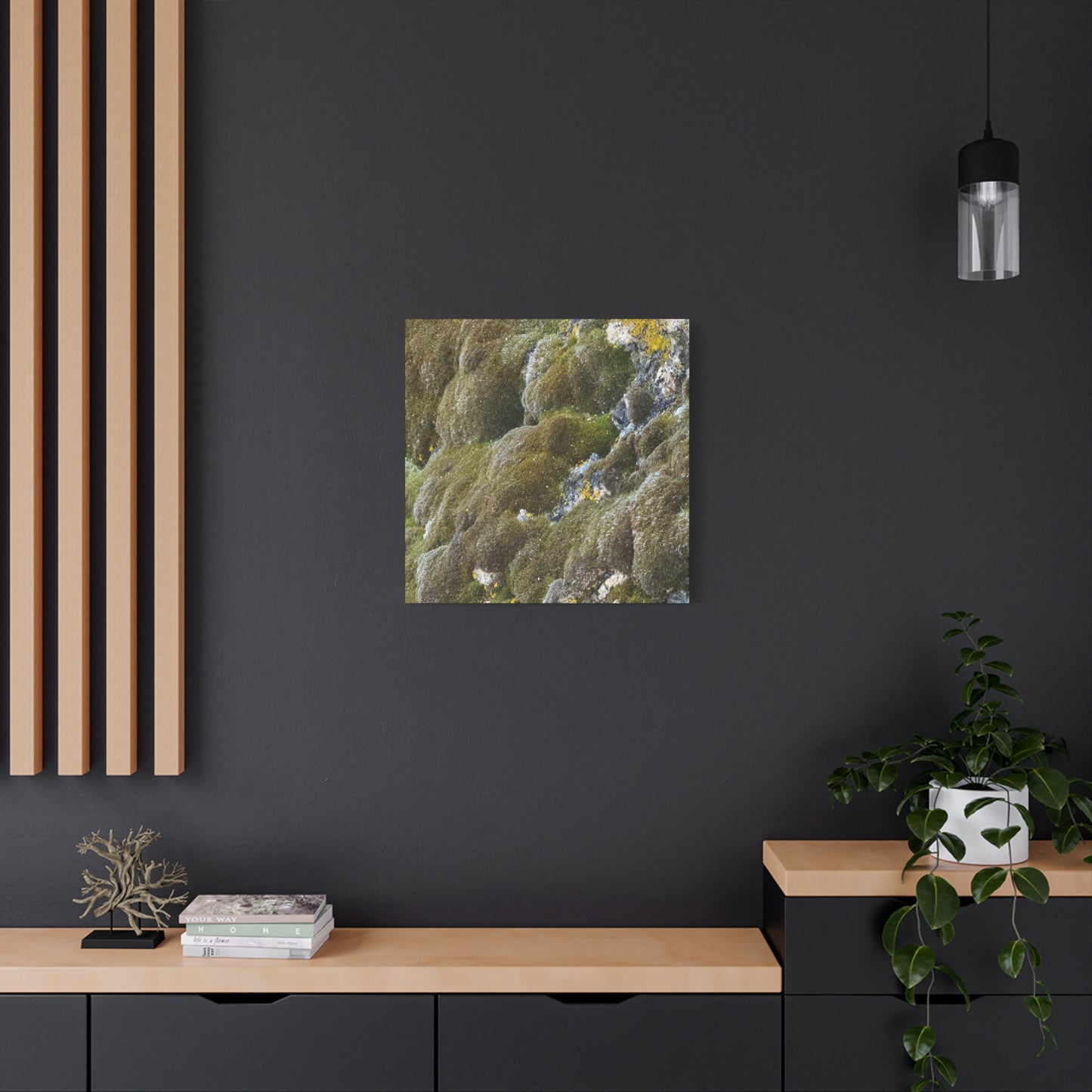 Verdant Stone Symphony - Unique Frameless Canvas Wall Art