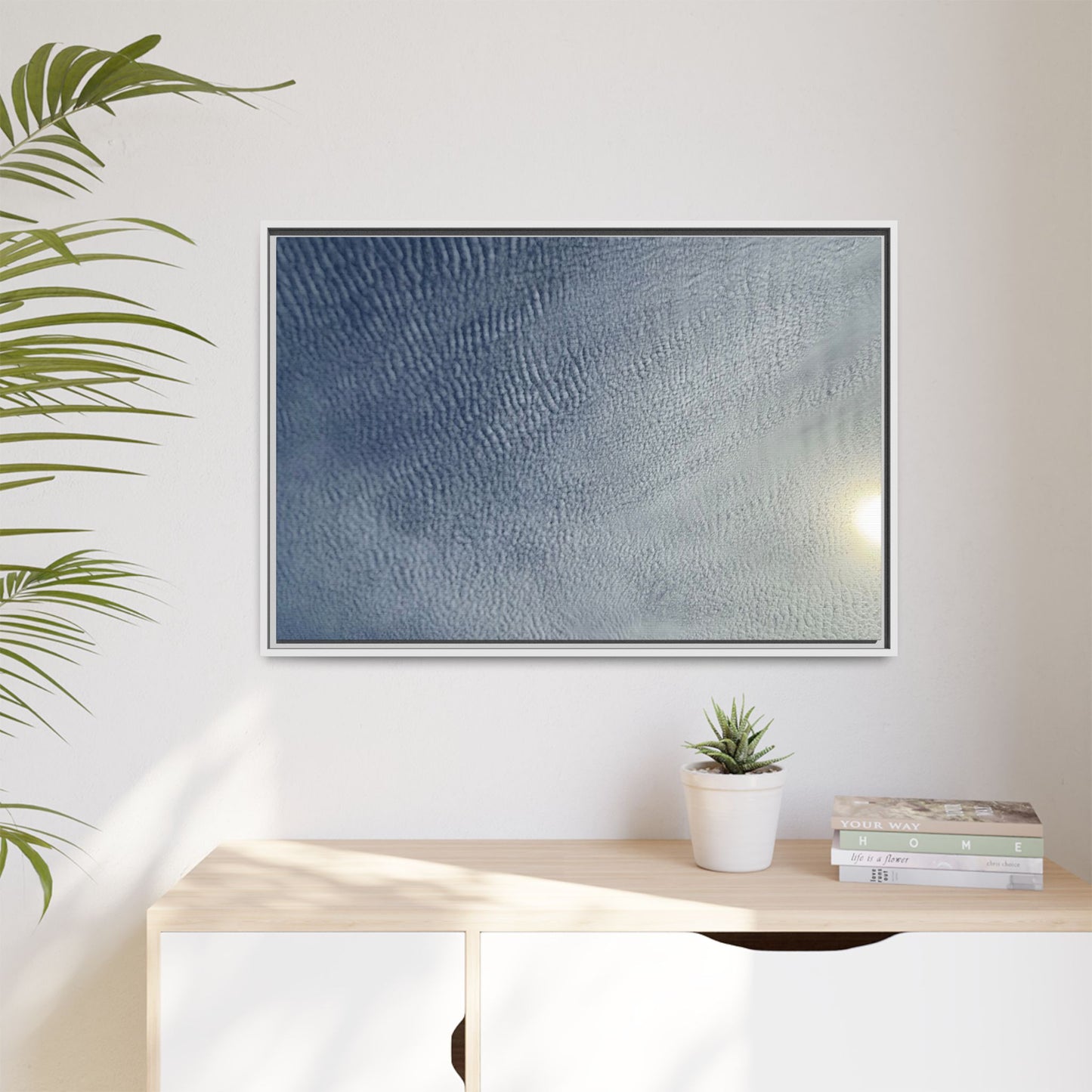 Undulating Whispers of Cerulean Stillness - Unique Stretched Canvas Wall Art - Art By Earth