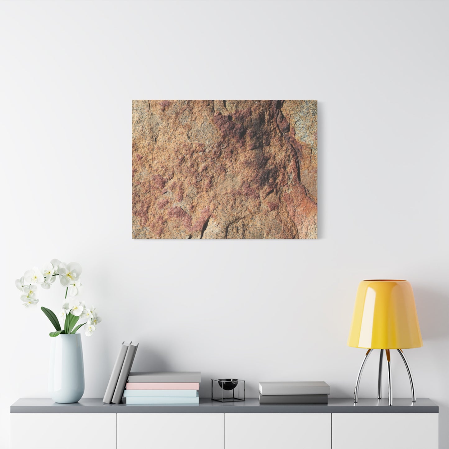 Lithic Veins of Ember - Unique Frameless Canvas Wall Art - Art By Earth