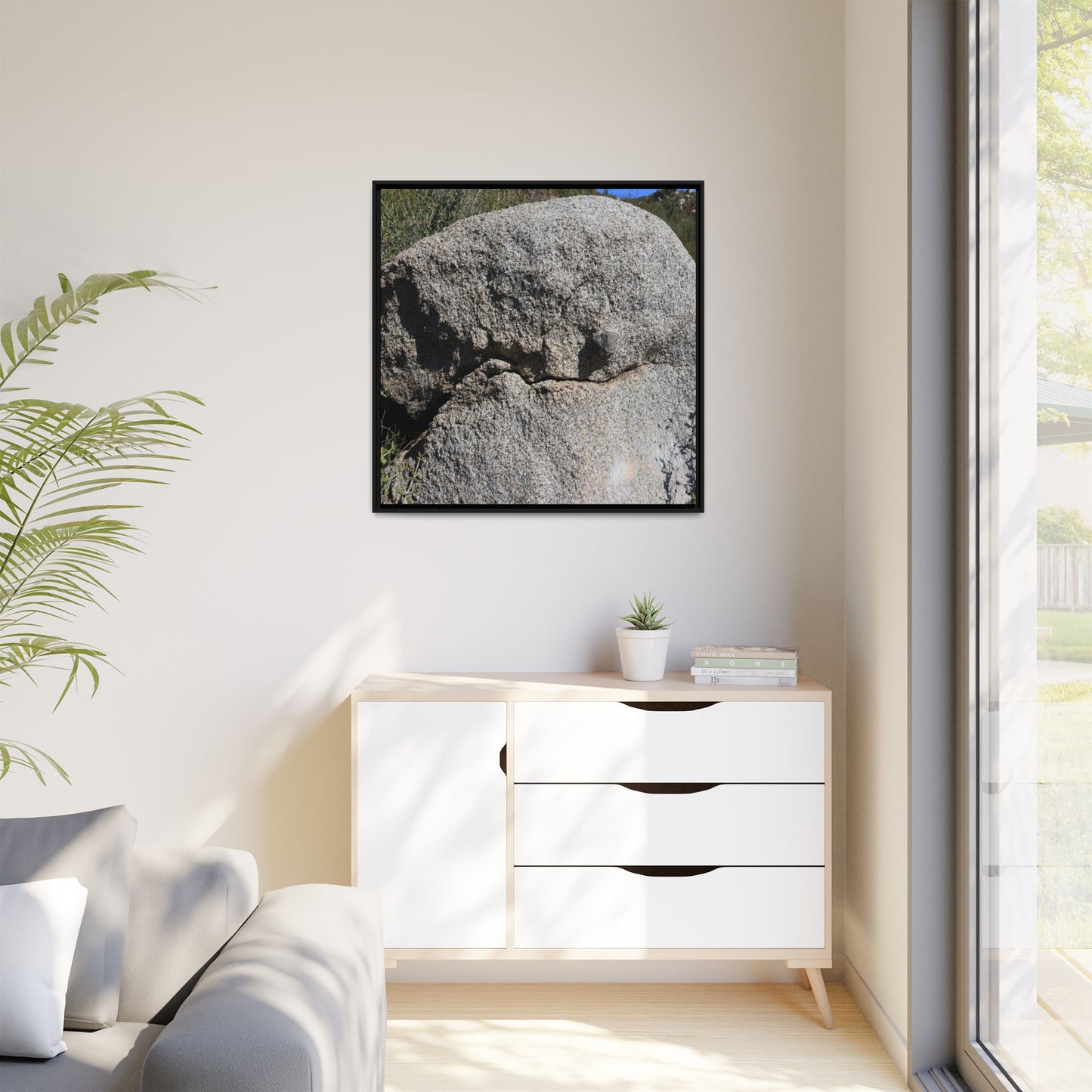 Stone Skull in Desert - Unique Stretched Canvas Wall Art