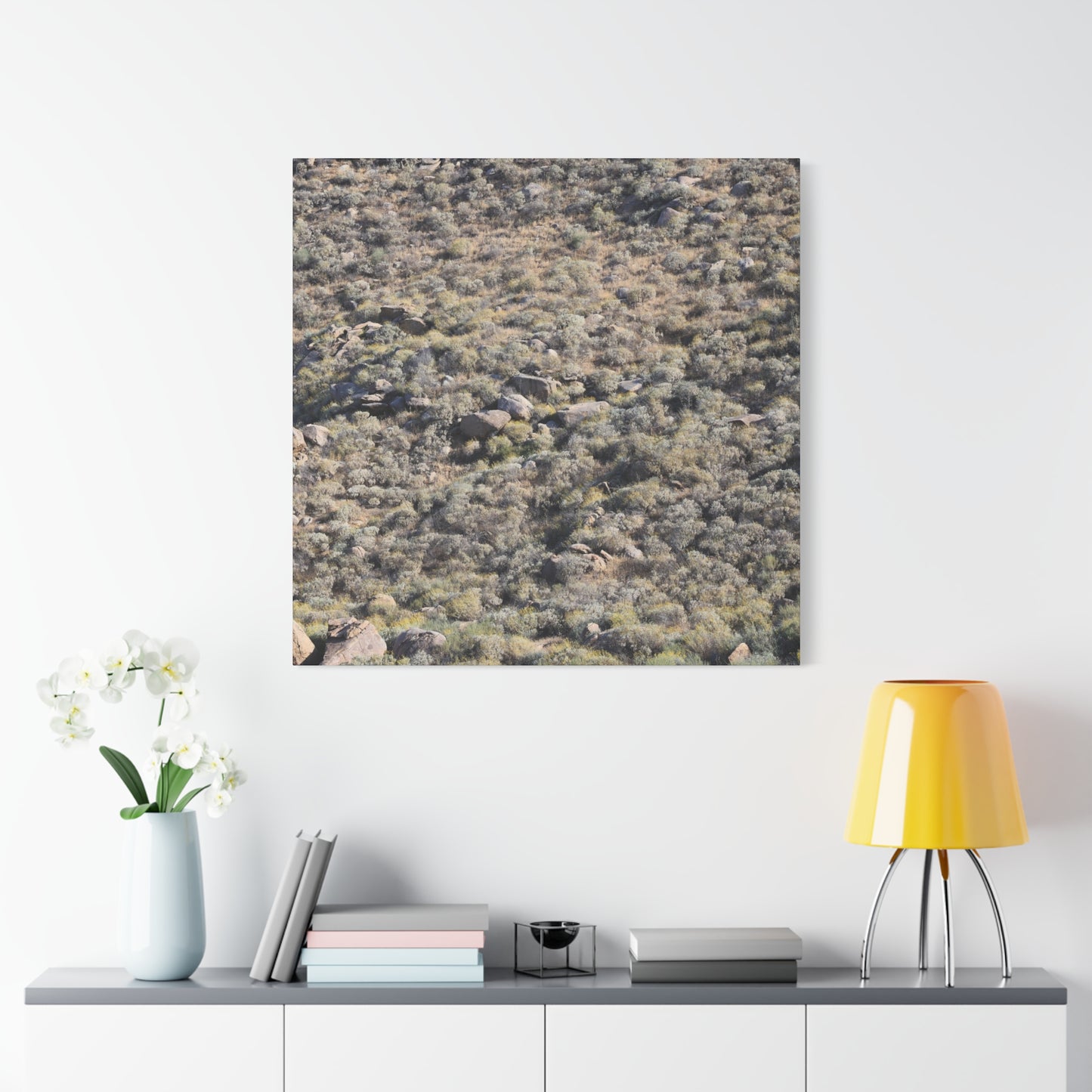 Desert Landscape with Scattered Rocks and Sage - Unique Frameless Canvas Wall Art - Art By Earth