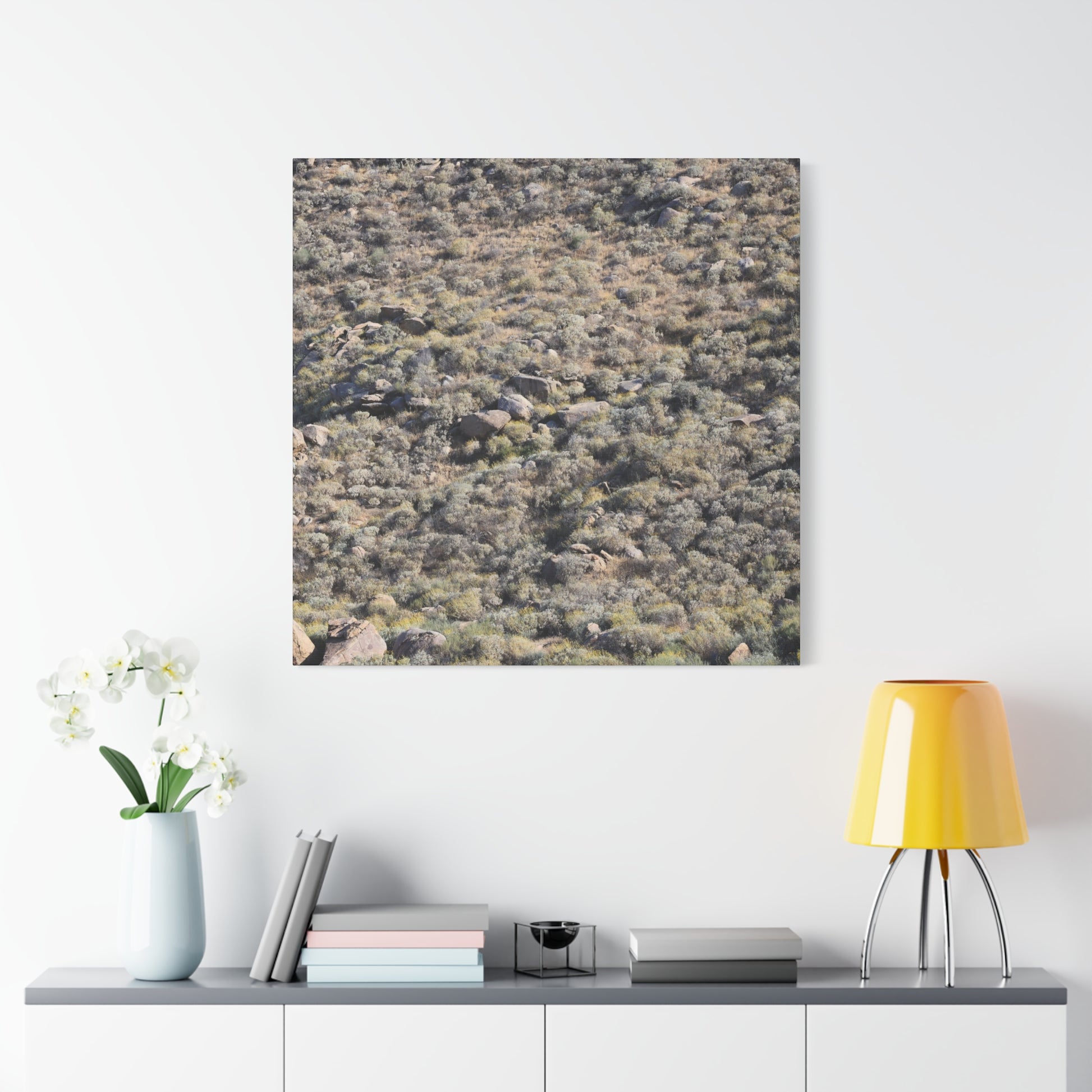 Desert Landscape with Scattered Rocks and Sage - Unique Frameless Canvas Wall Art - Art By Earth