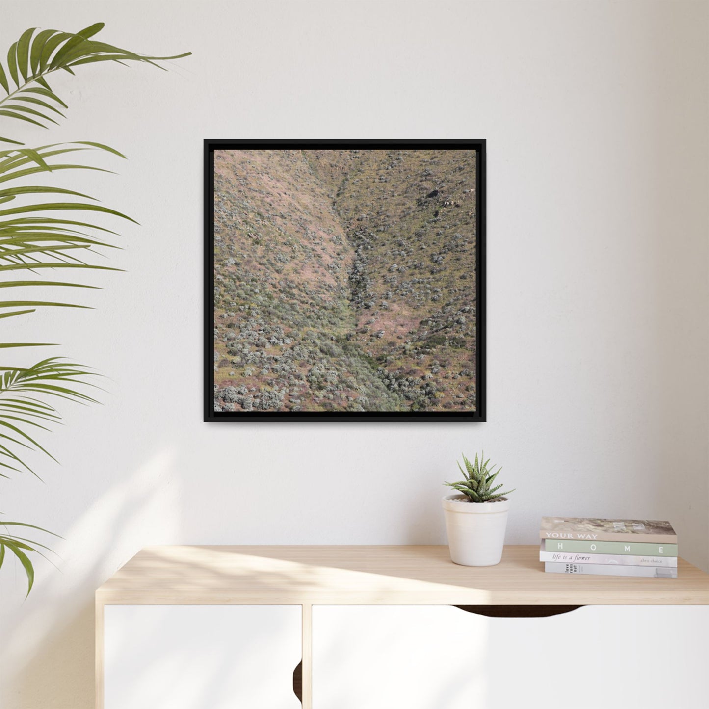 Mountain Slope with Desert Vegetation - Unique Stretched Canvas Wall Art - Art By Earth