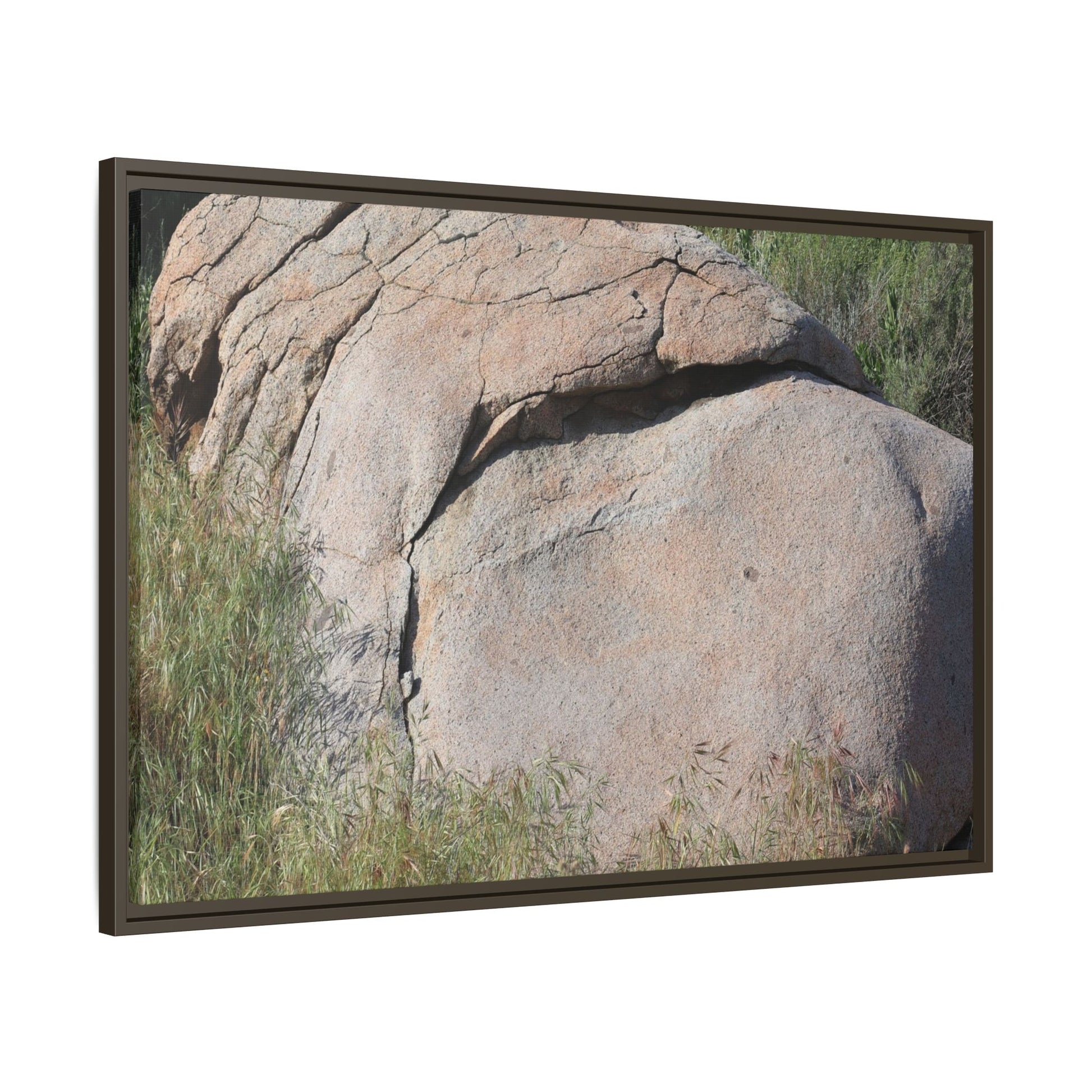 Stone Head Emerging from Earth - Unique Stretched Canvas Wall Art - Art By Earth