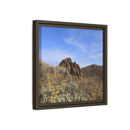 Golden Flowers in Arid Landscape - Unique Stretched Canvas Wall Art - Art By Earth