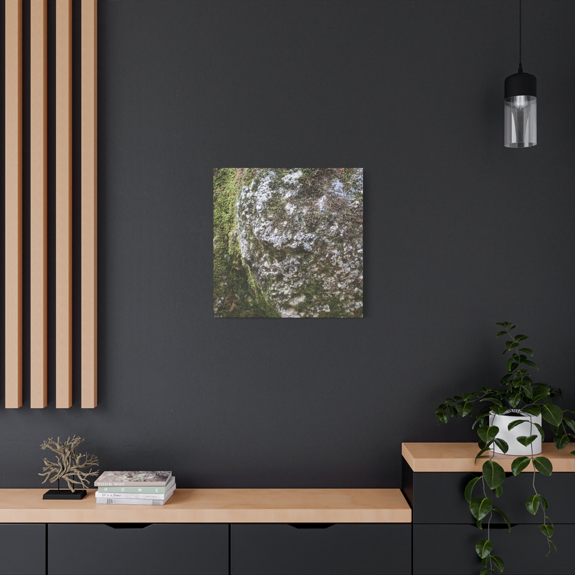 Moss and Stone Whispers - Unique Frameless Canvas Wall Art - Art By Earth