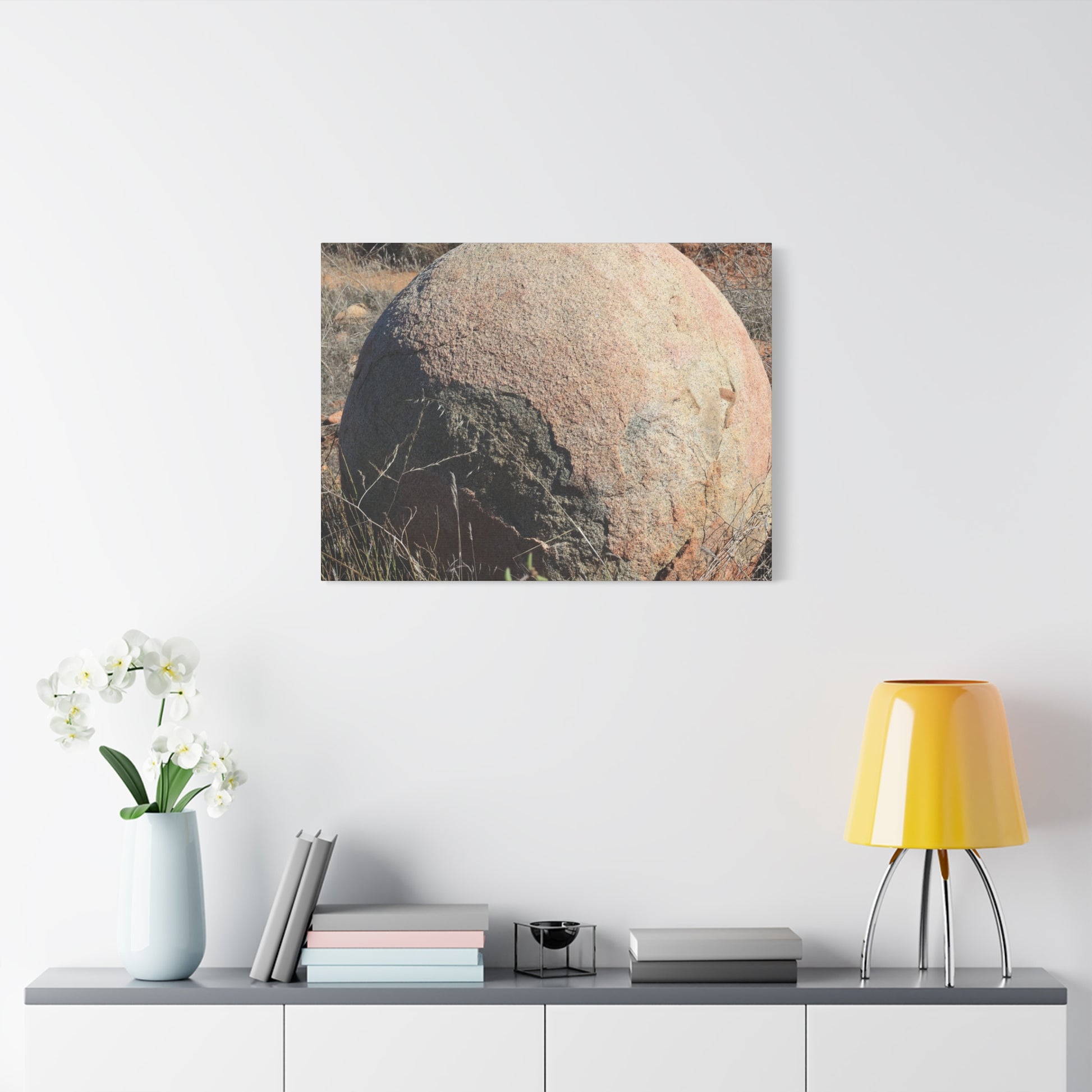 Spherical Stone at Rest - Unique Stretched Canvas Wall Art - Art By Earth