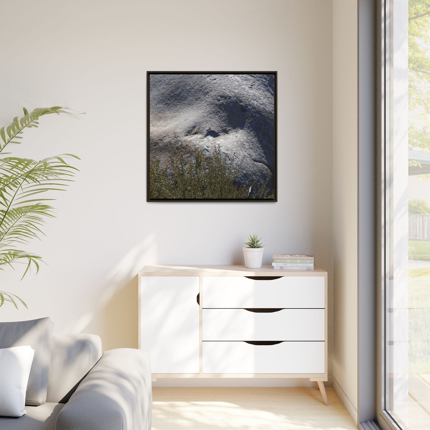 Weathered Boulder with Character - Unique Stretched Canvas Wall Art