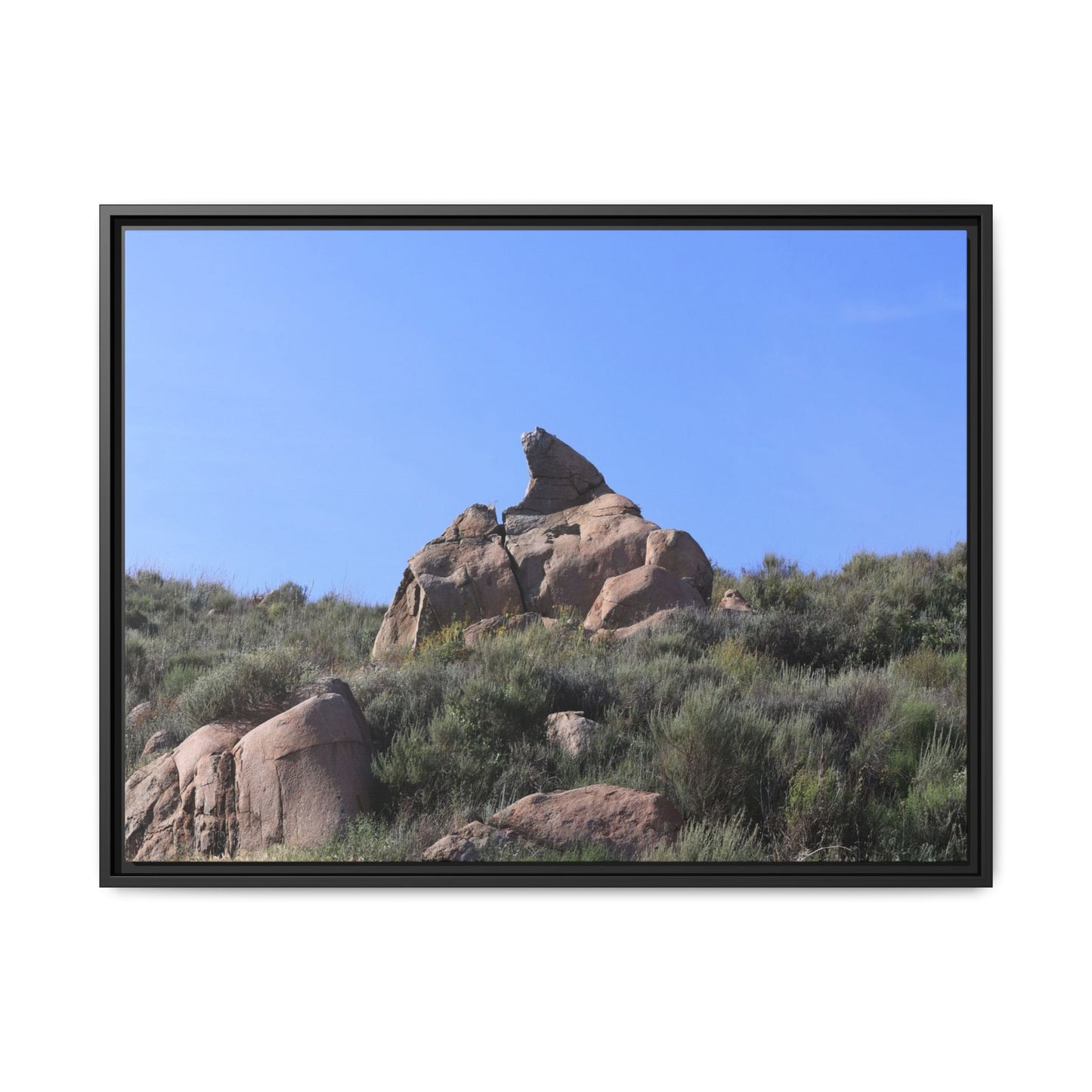 Sagebrush Landscape with Boulder Outcrop - Unique Stretched Canvas Wall Art - Art By Earth