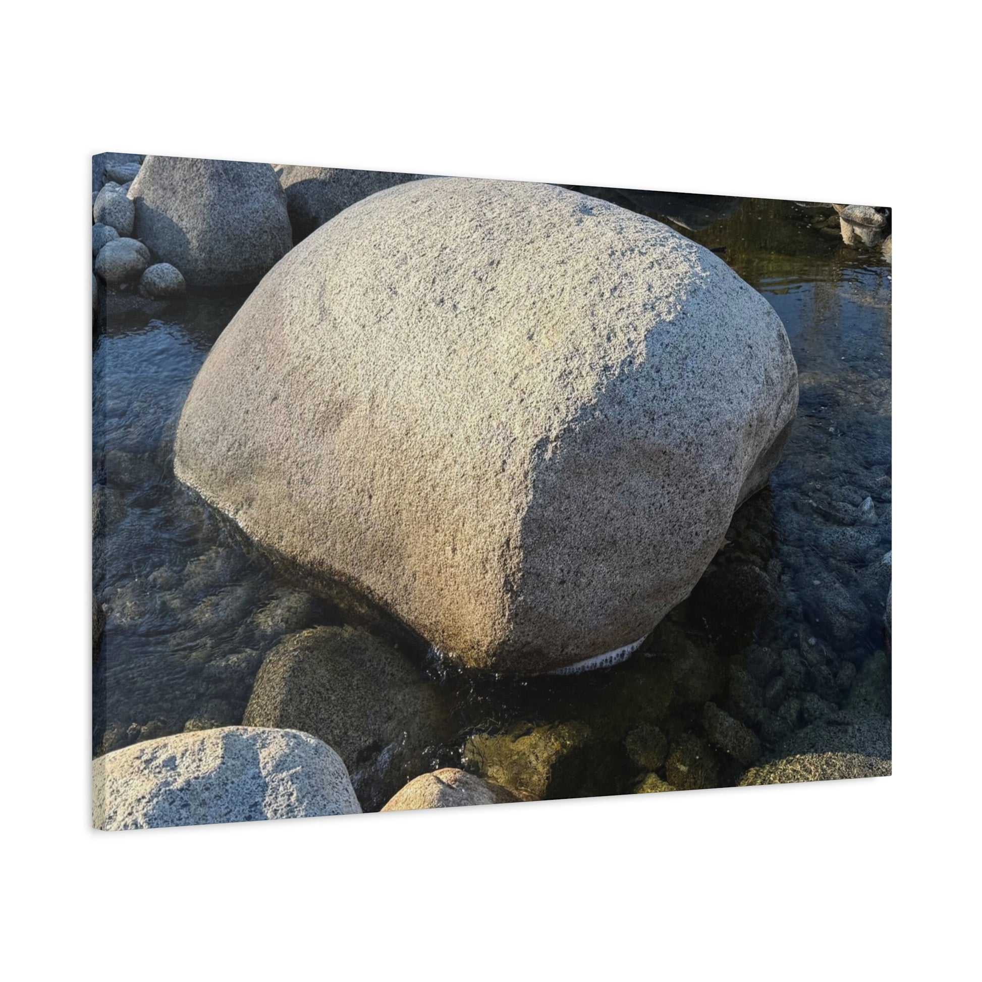 Boulder in Stream - Unique Frameless Canvas Wall Art - Art By Earth