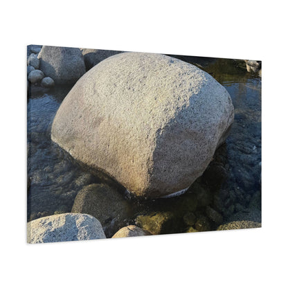 Boulder in Stream - Unique Frameless Canvas Wall Art - Art By Earth