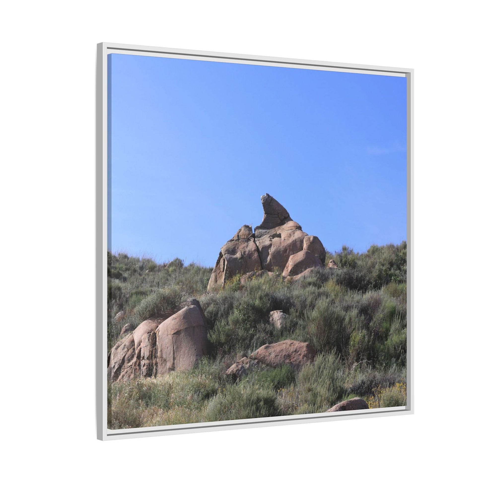 Sagebrush Landscape with Boulder Outcrop - Unique Stretched Canvas Wall Art - Art By Earth