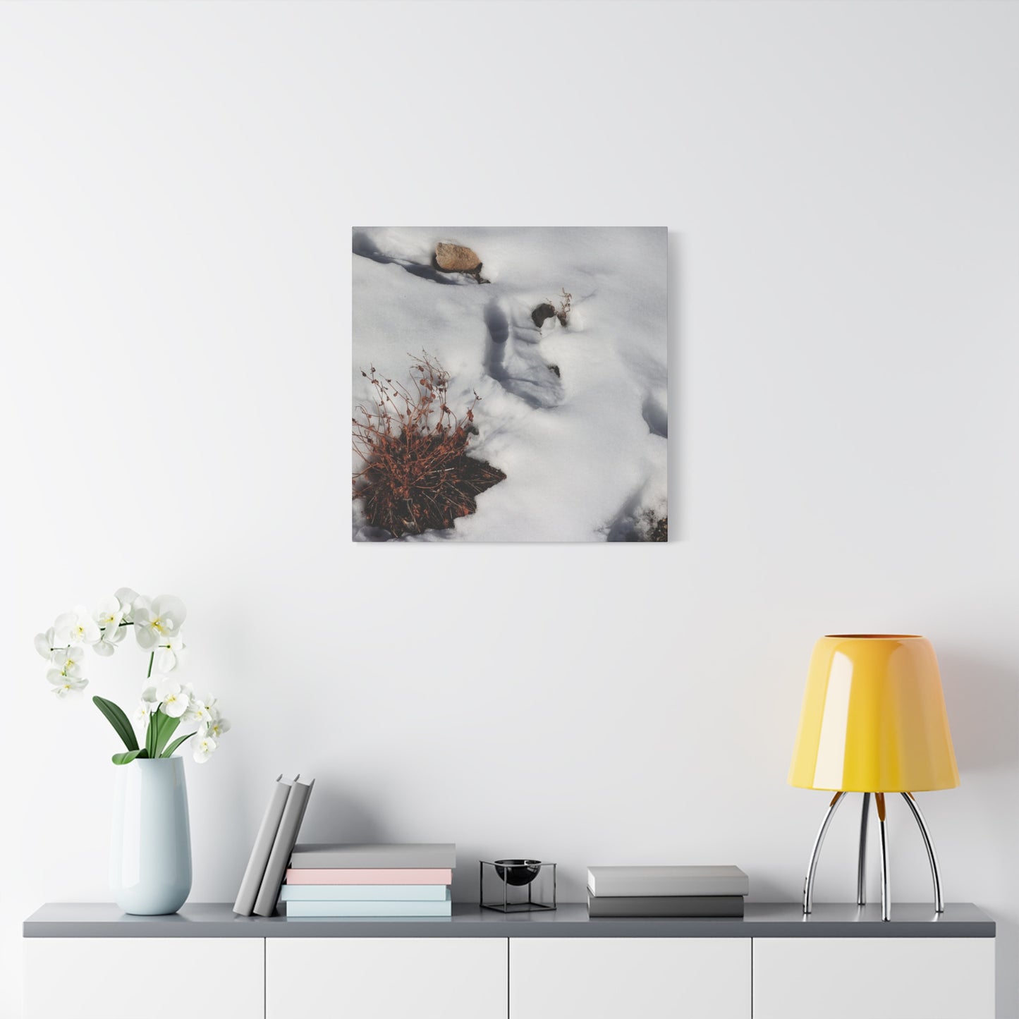 Snow's Tender Embrace - Unique Frameless Canvas Wall Art