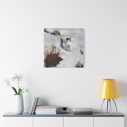 Snow's Tender Embrace - Unique Frameless Canvas Wall Art