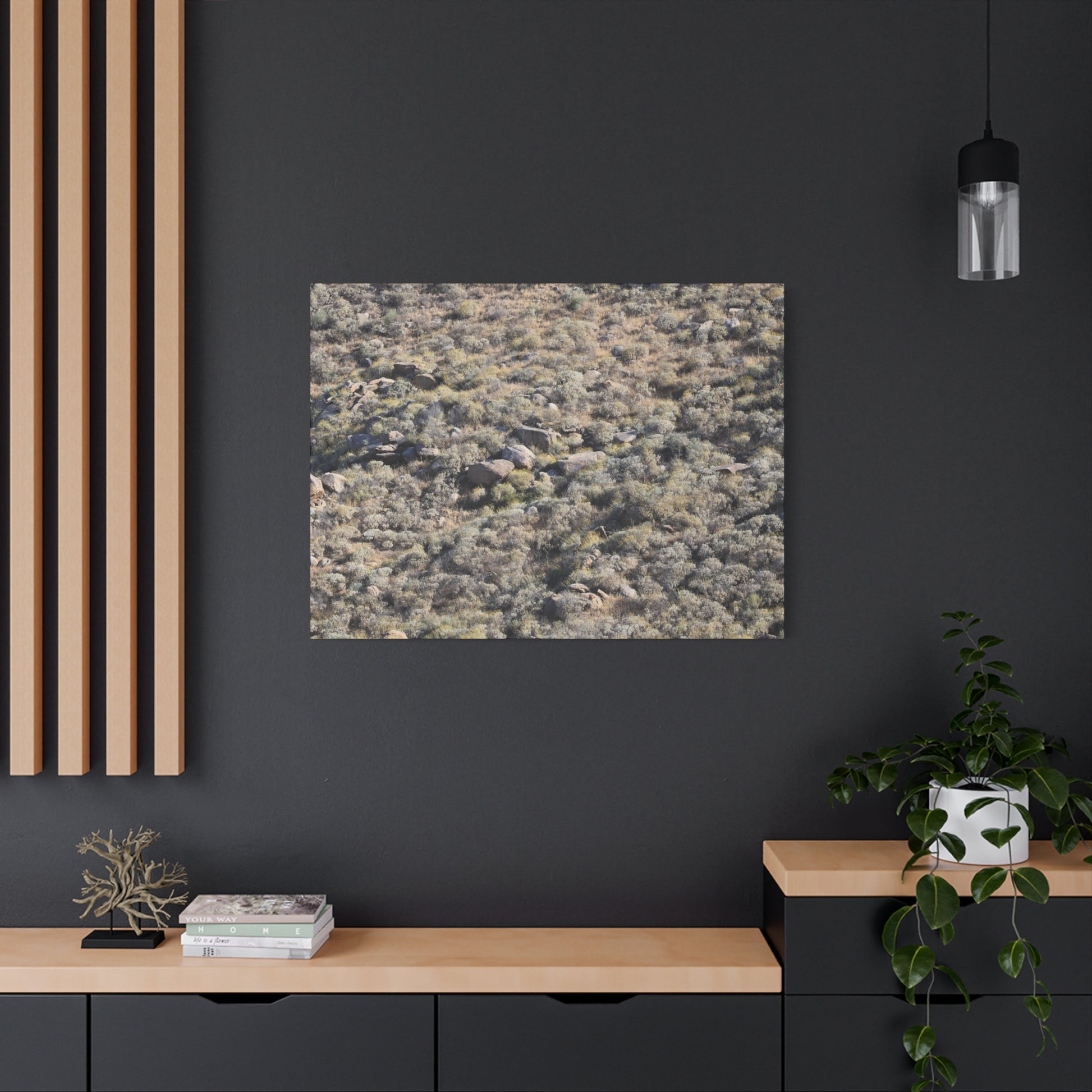 Desert Landscape with Scattered Rocks and Sage - Unique Frameless Canvas Wall Art - Art By Earth
