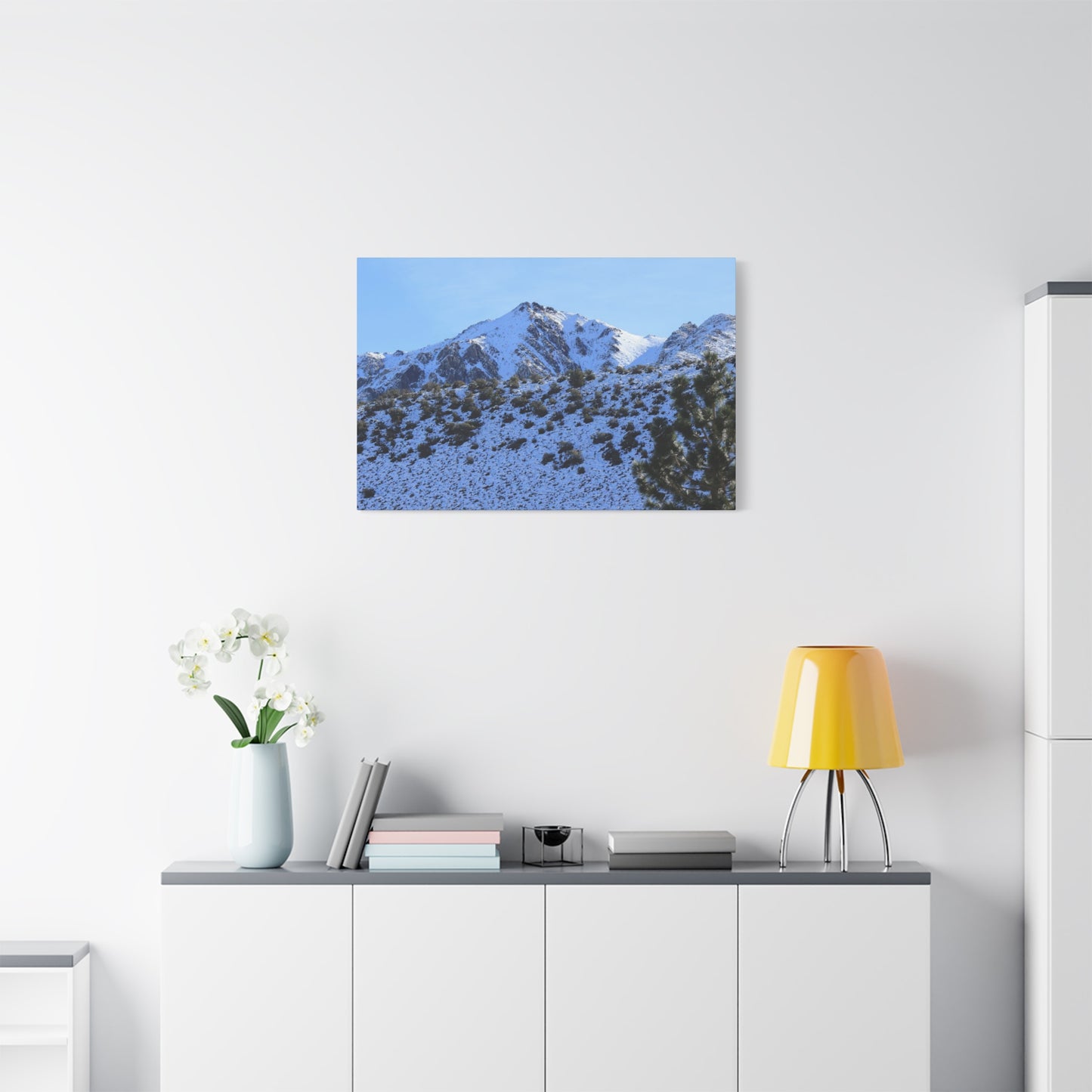 Snowy Peaks and Stoic Pines - Unique Frameless Canvas Wall Art