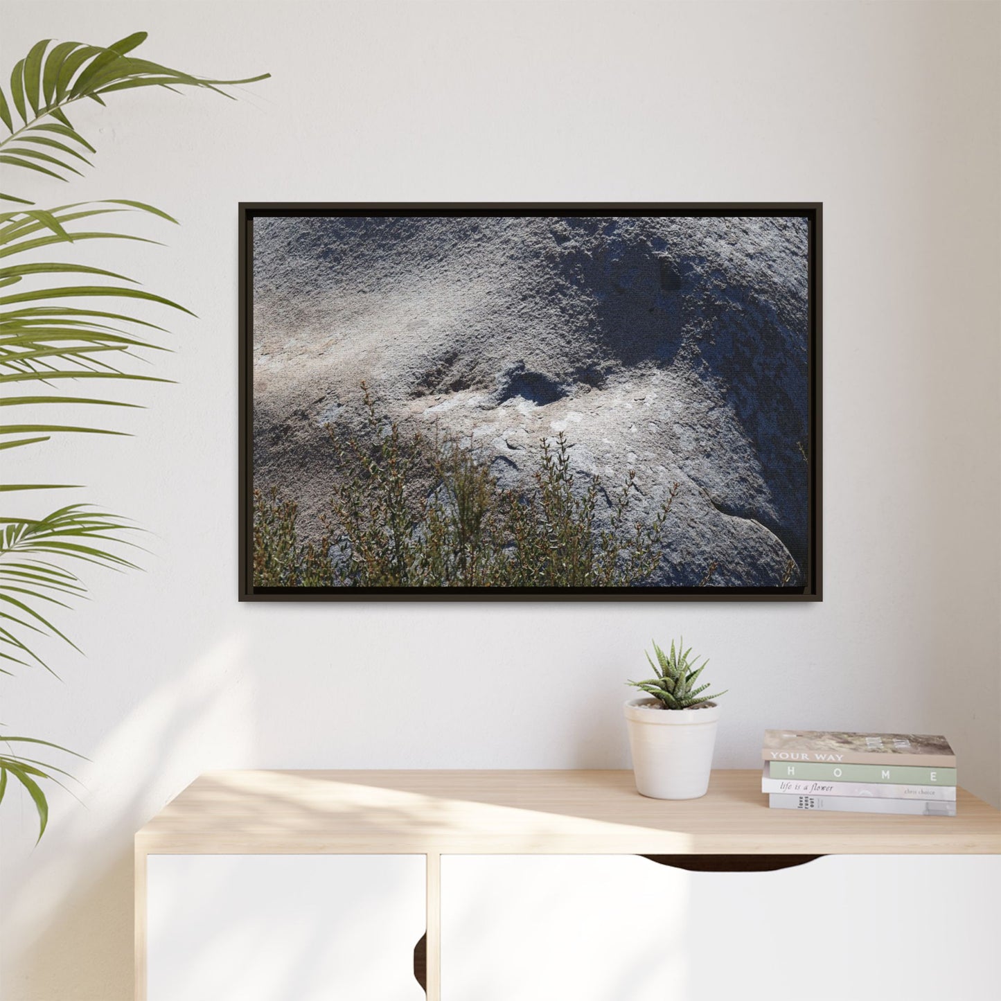 Weathered Boulder with Character - Unique Stretched Canvas Wall Art