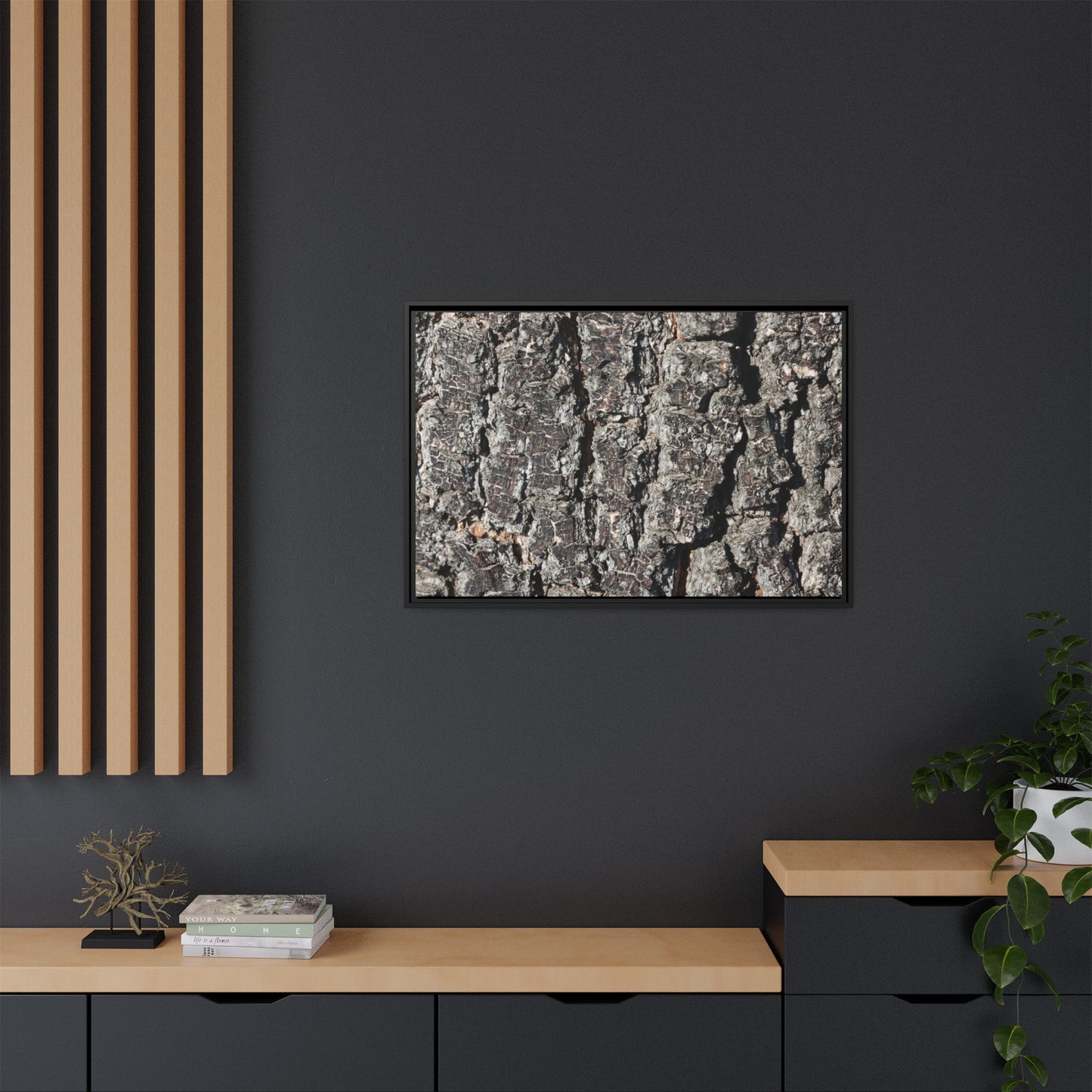 Bark Study in Gray - Unique Stretched Canvas Wall Art - Art By Earth
