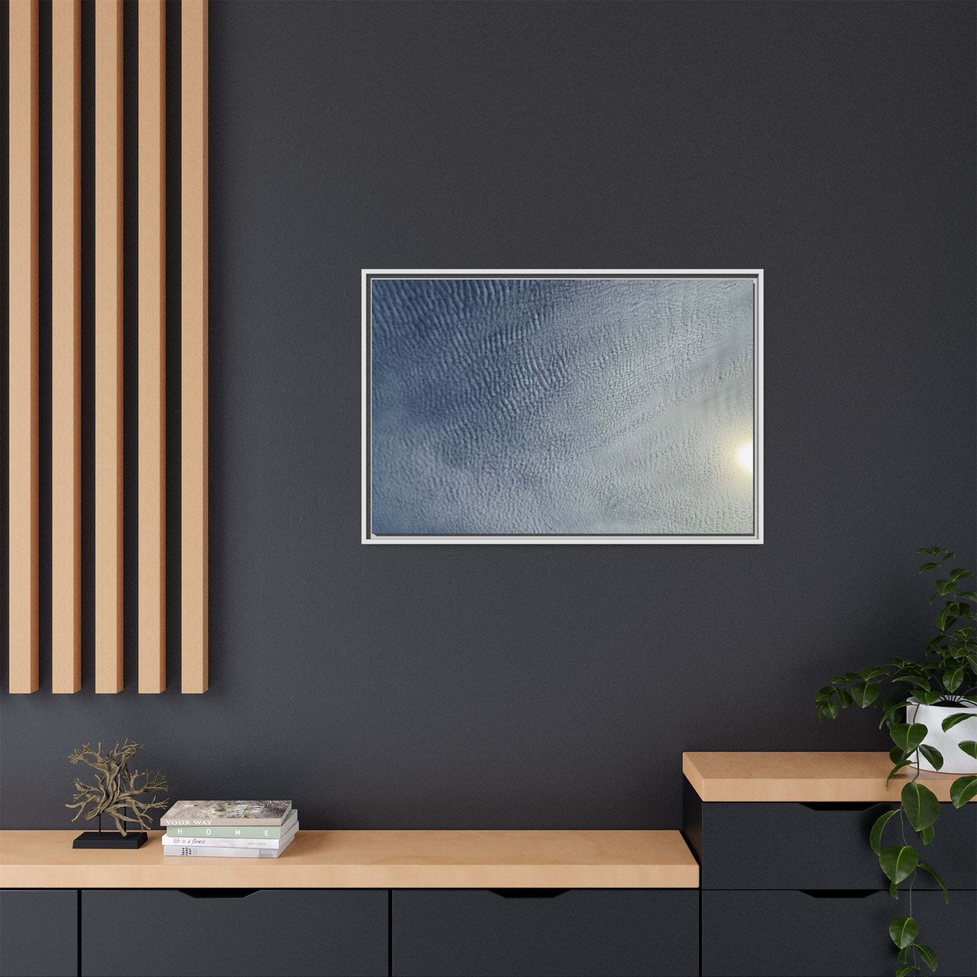 Undulating Whispers of Cerulean Stillness - Unique Stretched Canvas Wall Art - Art By Earth