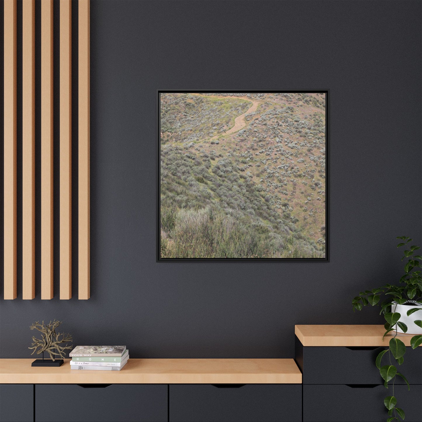 Arid Landscape with Winding Path - Unique Stretched Canvas Wall Art - Art By Earth