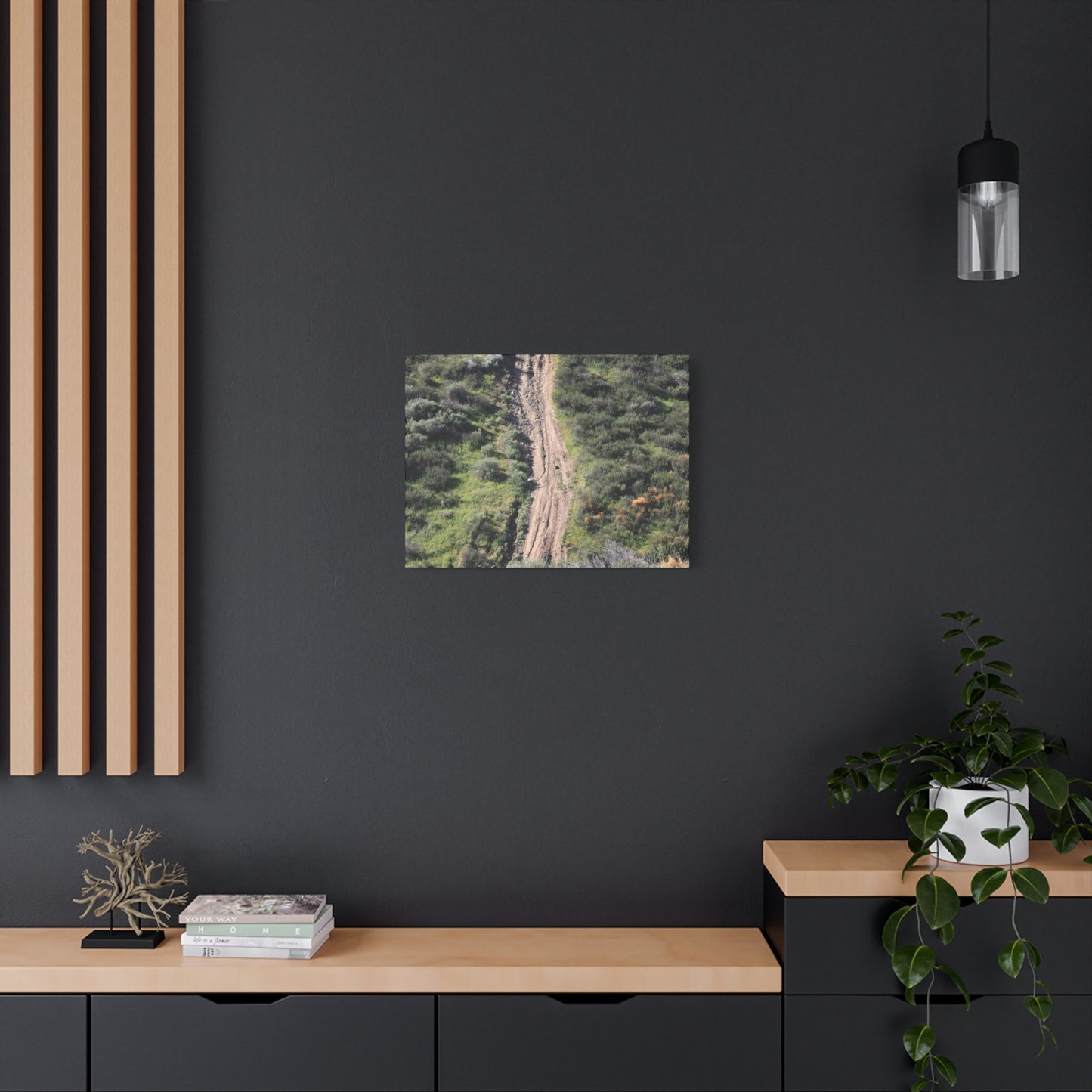 Straight Road Cutting Through Wilderness - Unique Frameless Canvas Wall Art - Art By Earth