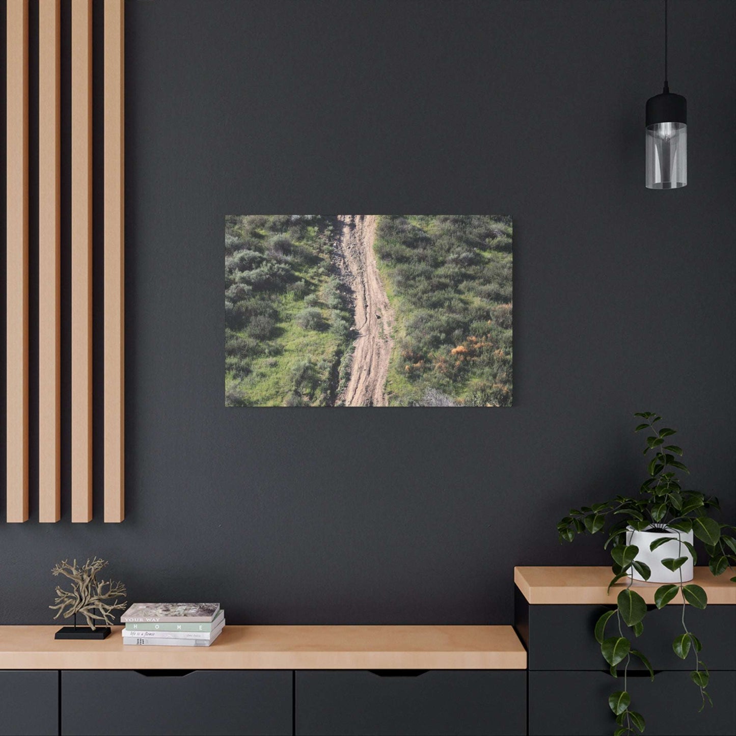 Straight Road Cutting Through Wilderness - Unique Frameless Canvas Wall Art - Art By Earth