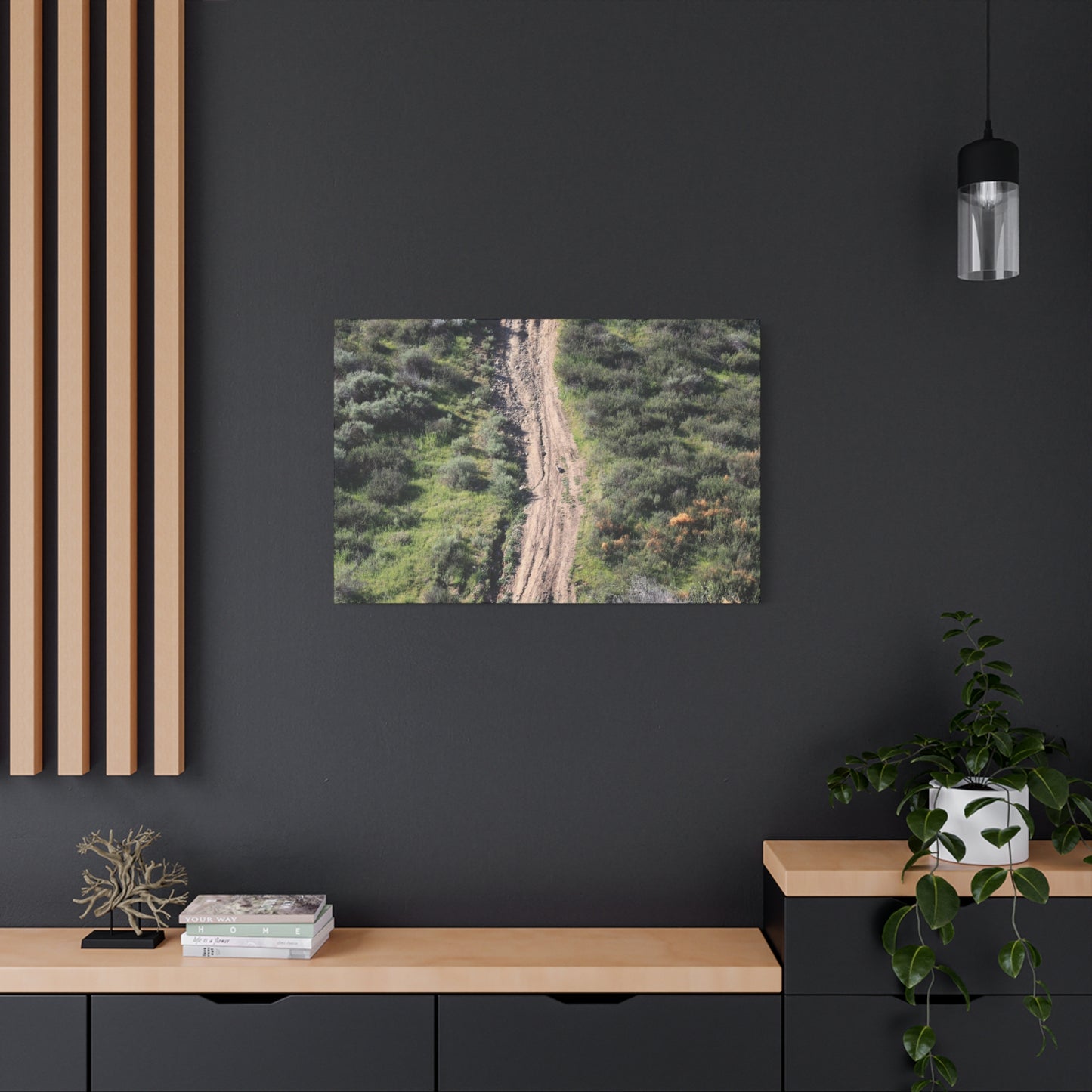 Straight Road Cutting Through Wilderness - Unique Frameless Canvas Wall Art - Art By Earth
