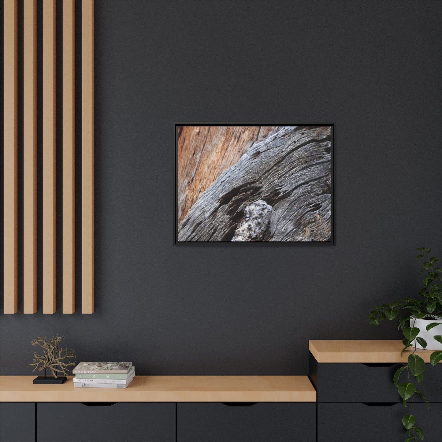 Time's Mark on Timber - Unique Stretched Canvas Wall Art - Art By Earth