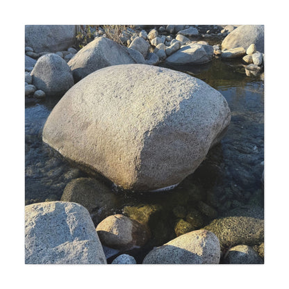 Boulder in Stream - Unique Frameless Canvas Wall Art - Art By Earth