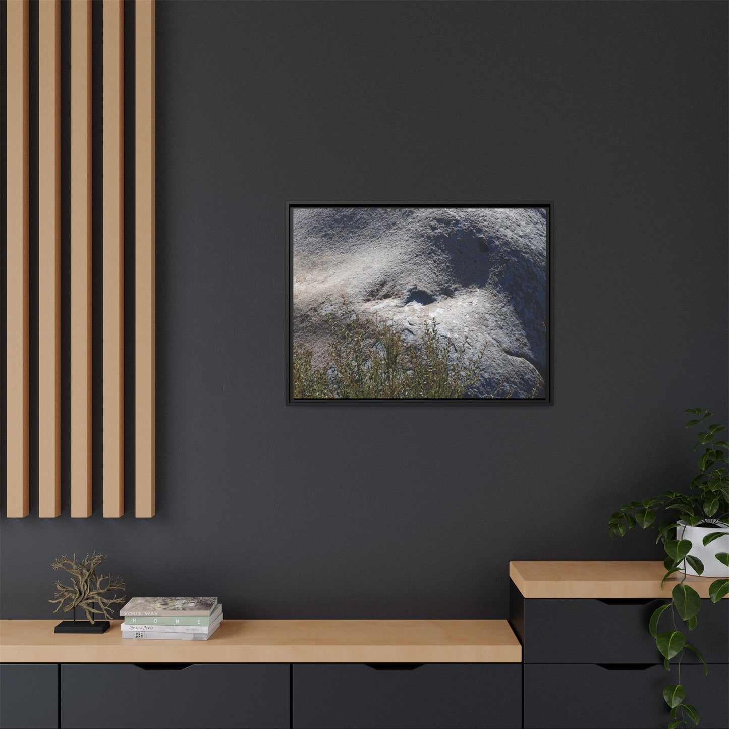 Weathered Boulder with Character - Unique Stretched Canvas Wall Art